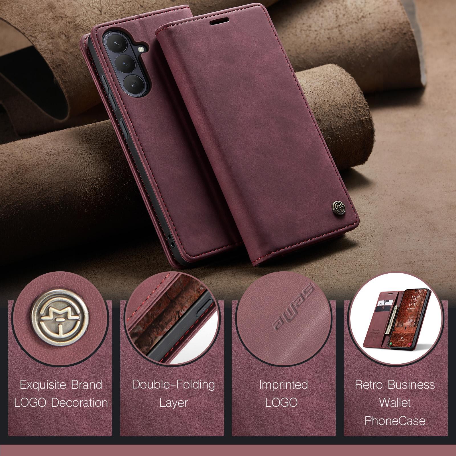 CaseMe 013 Samsung Galaxy S26 5G Retro Leather Θήκη Βιβλίο -Red