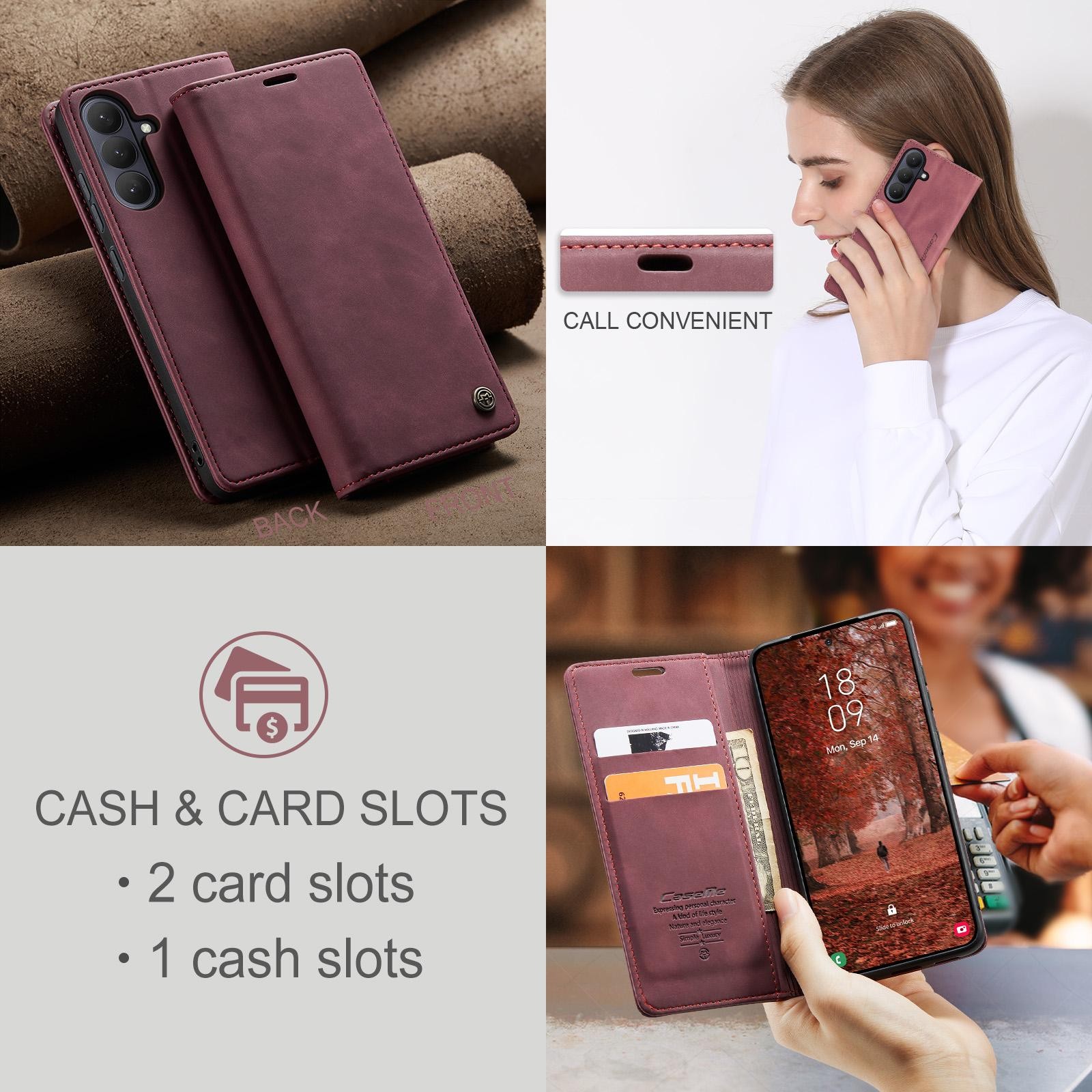 CaseMe 013 Samsung Galaxy S26 5G Retro Leather Θήκη Βιβλίο -Red