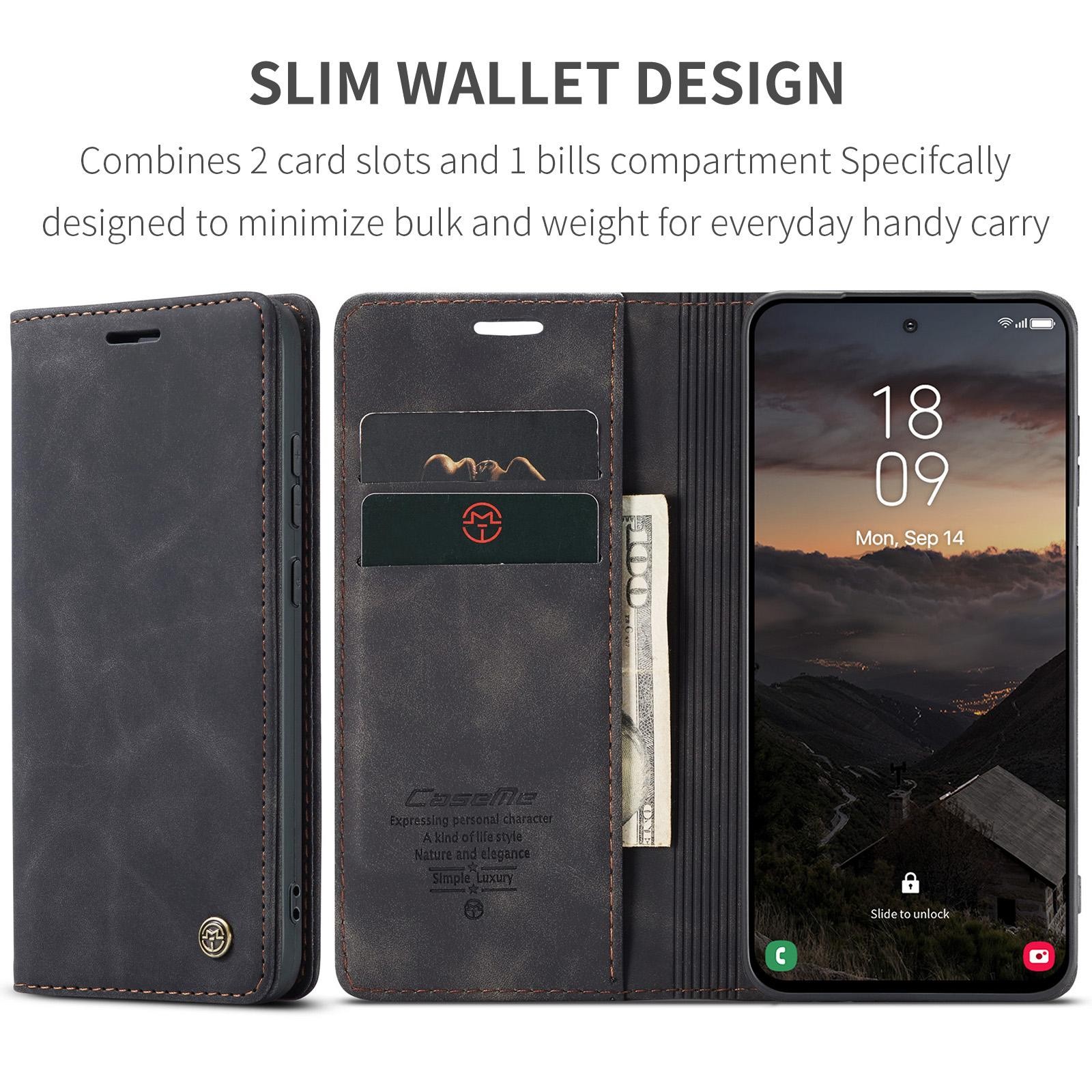 CaseMe 013 Samsung Galaxy S26 5G Retro Leather Θήκη Βιβλίο -Black