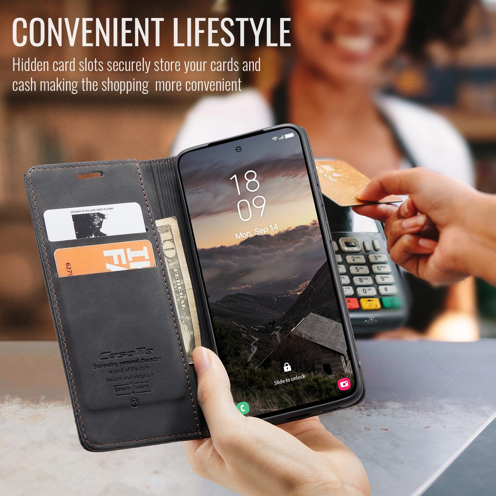 CaseMe 013 Samsung Galaxy S26 5G Retro Leather Θήκη Βιβλίο -Black