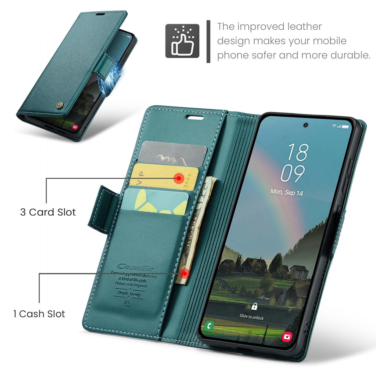CaseMe 023 Samsung Galaxy S26 5G RFID Θήκη Πορτοφόλι Δερμάτινη –Green