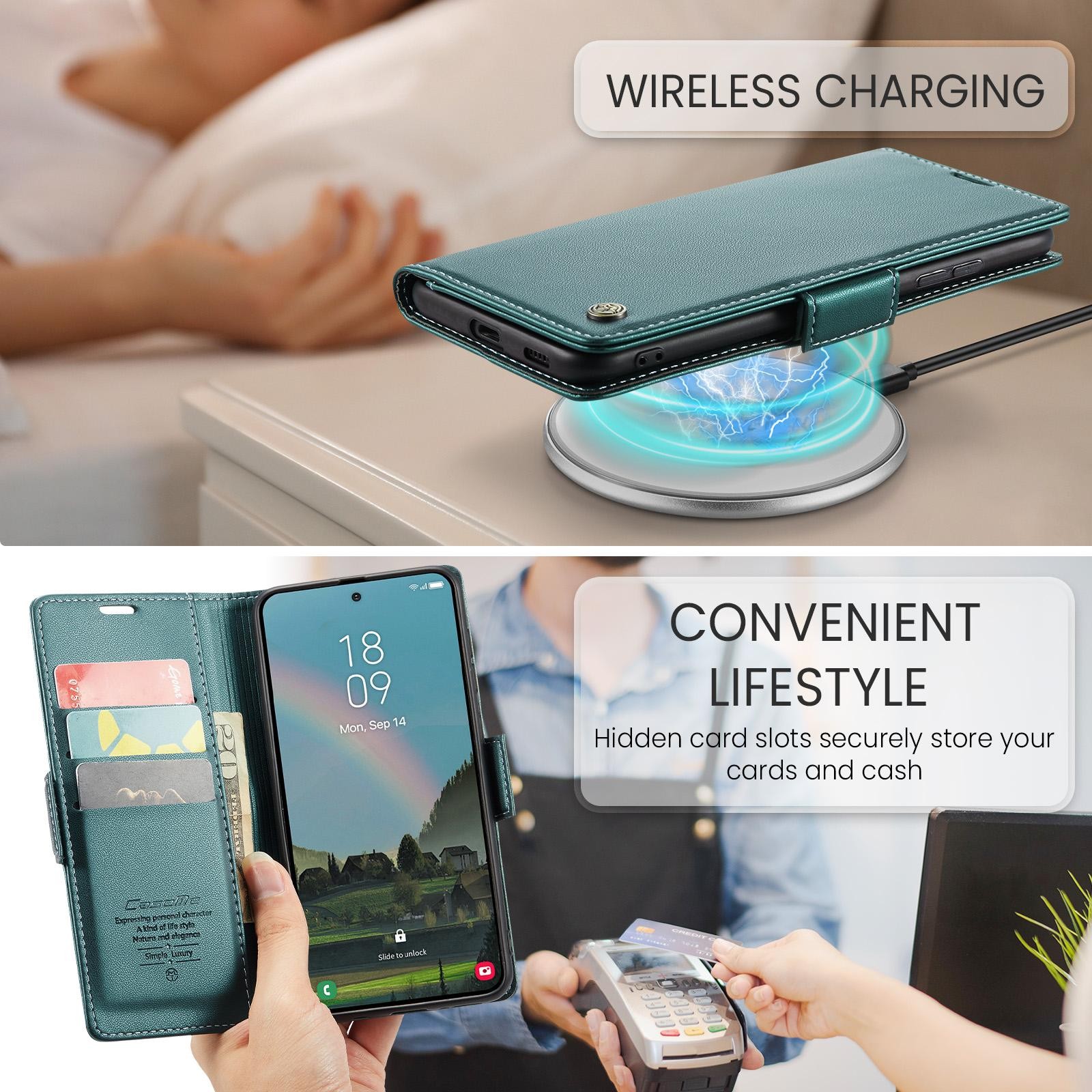 CaseMe 023 Samsung Galaxy S26 5G RFID Θήκη Πορτοφόλι Δερμάτινη –Green