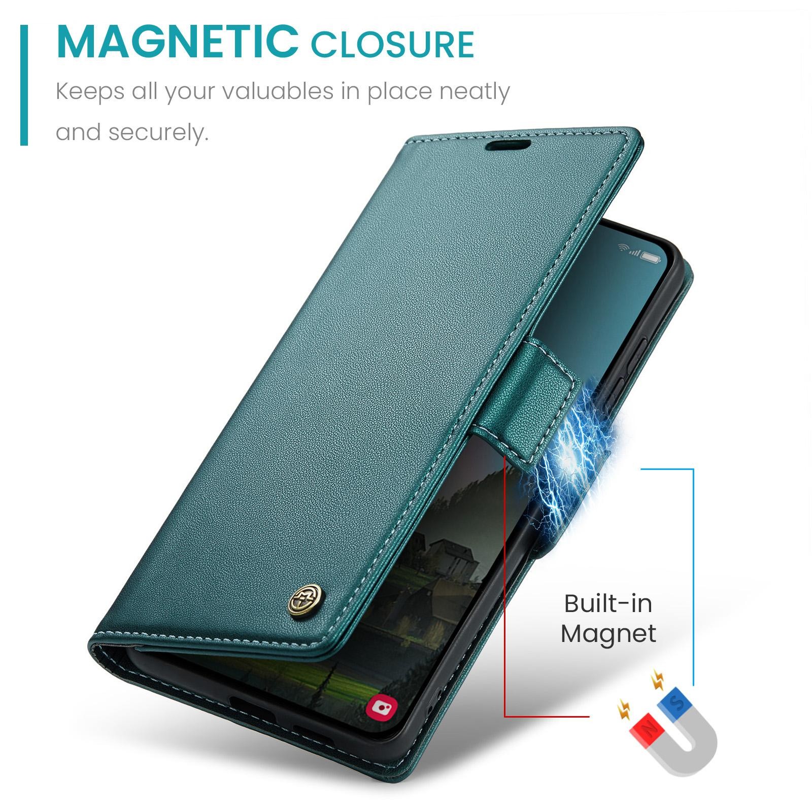 CaseMe 023 Samsung Galaxy S26 5G RFID Θήκη Πορτοφόλι Δερμάτινη –Green