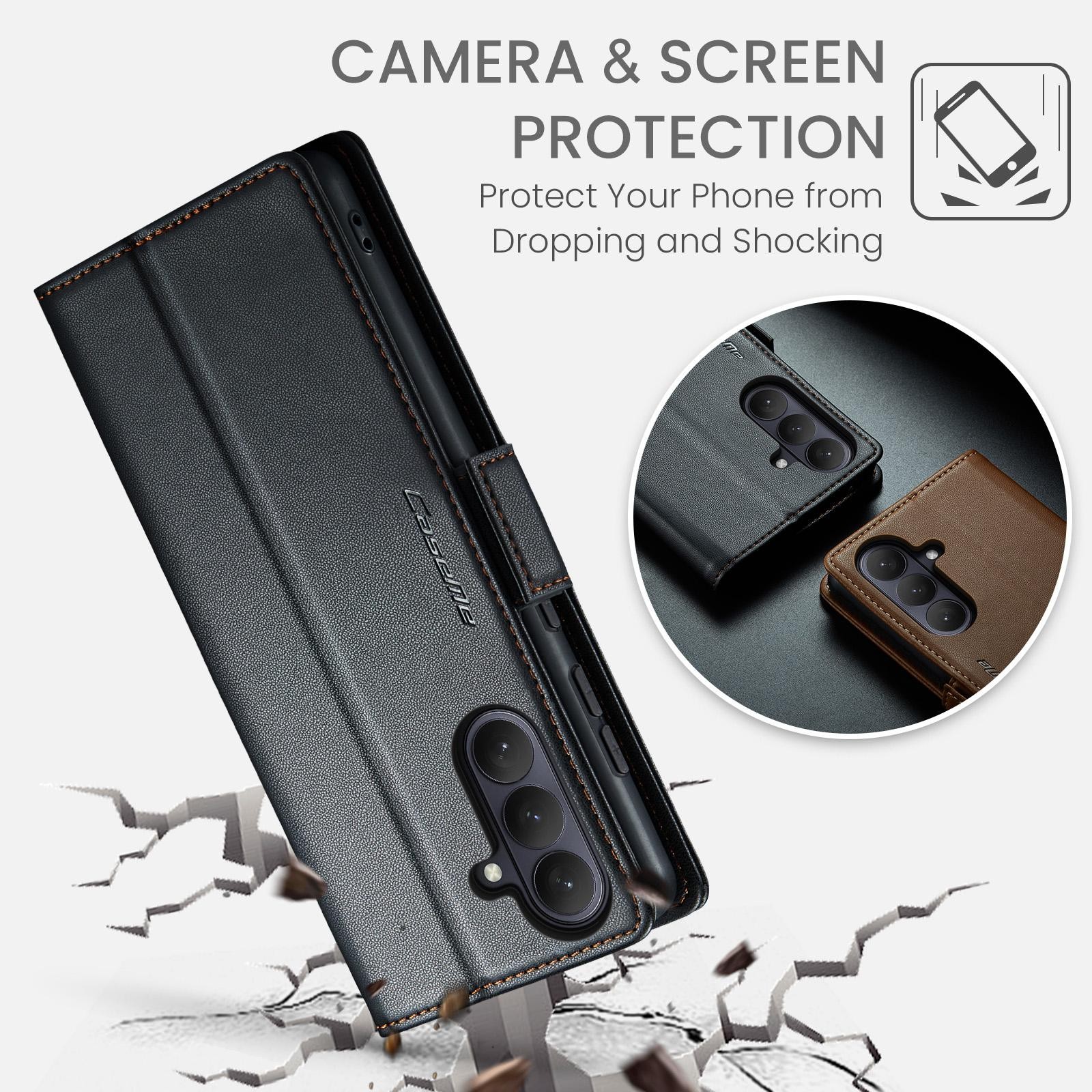 CaseMe 023 Samsung Galaxy S26 5G RFID Θήκη Πορτοφόλι Δερμάτινη –Black