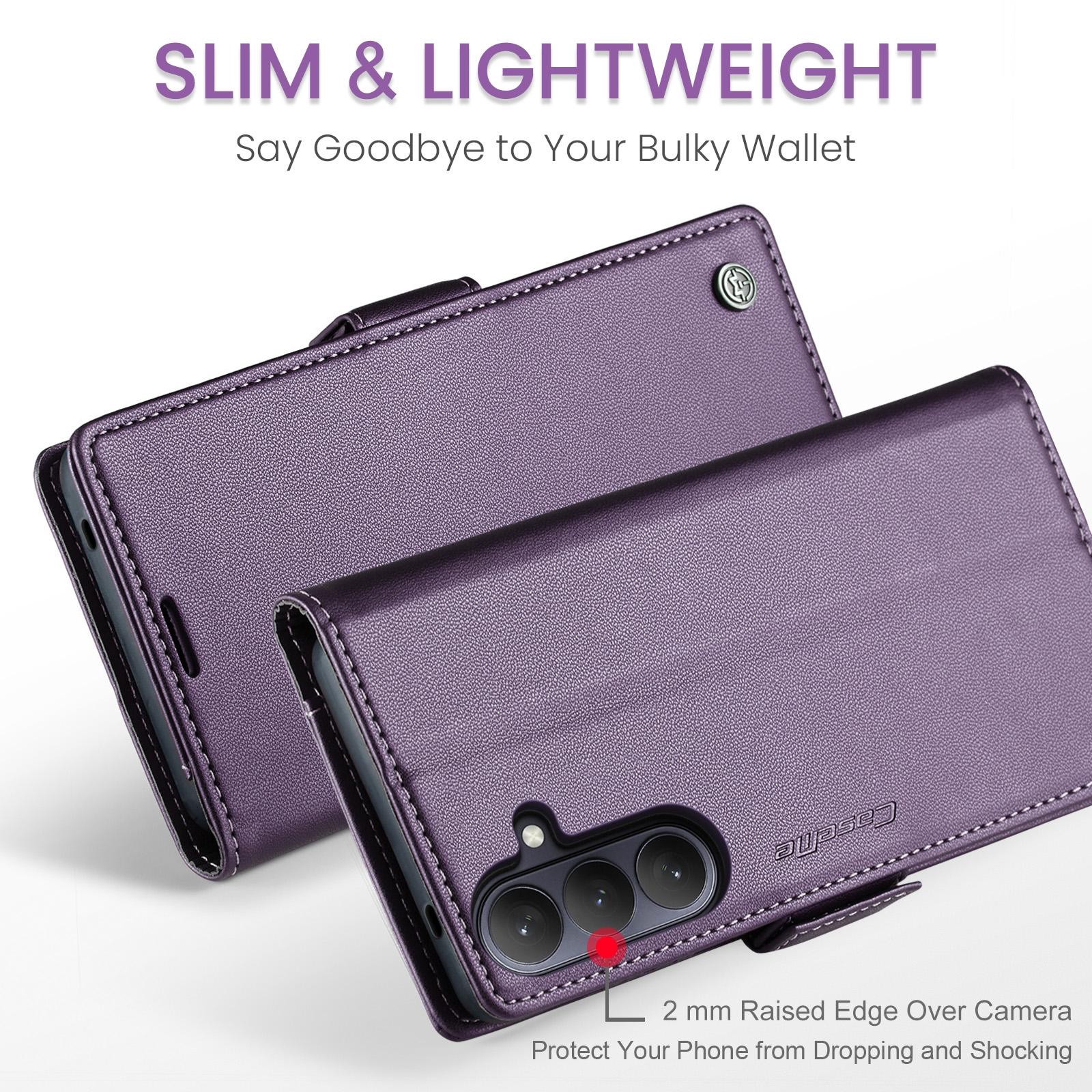 CaseMe 023 Samsung Galaxy S26 5G RFID Θήκη Πορτοφόλι Δερμάτινη –Purple