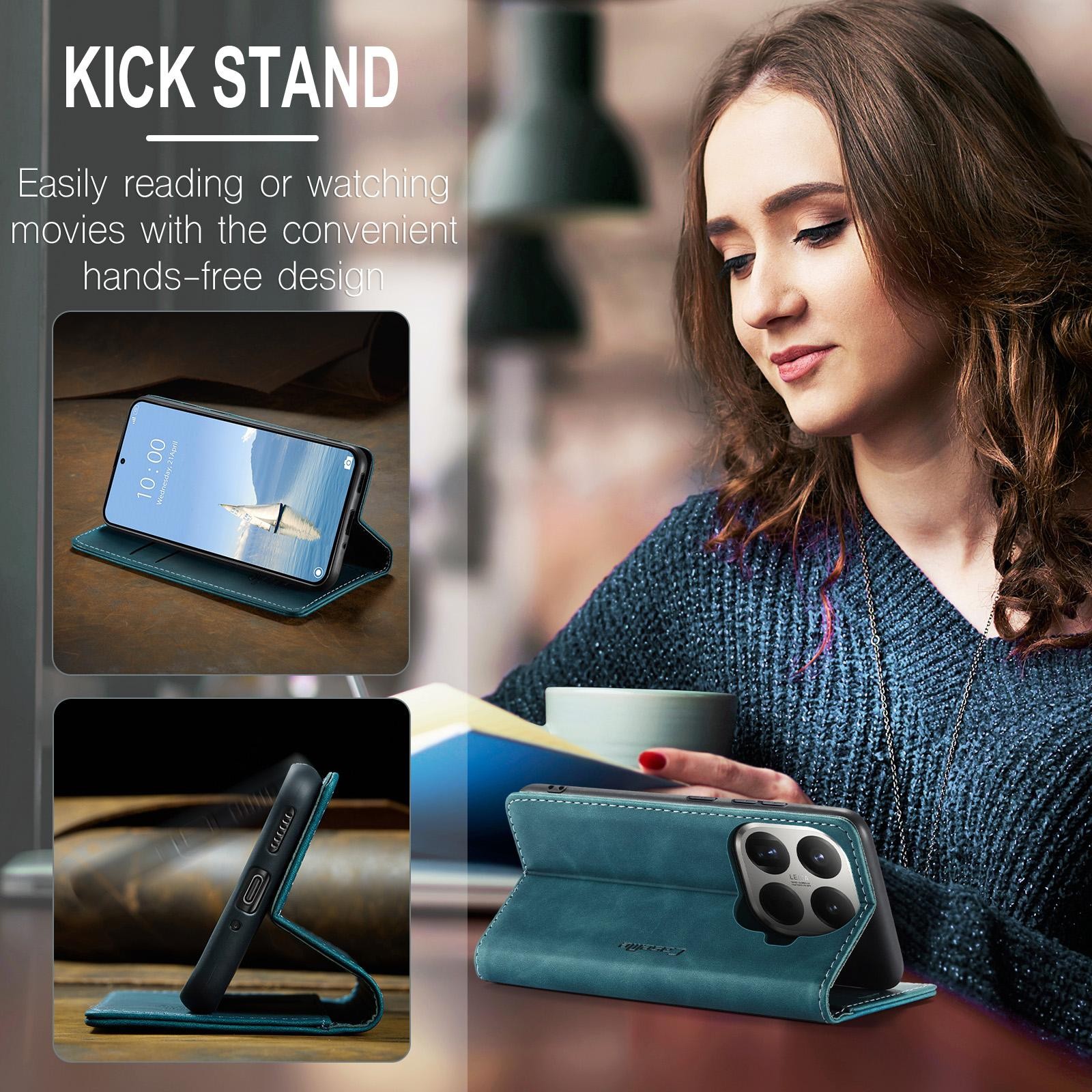 CaseMe 013 Xiaomi 15T Pro 5G Retro Leather Θήκη Βιβλίο -Blue