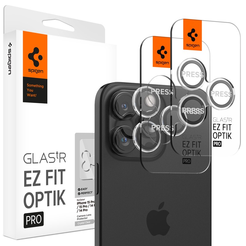 iPhone 17/16/15/14 Pro κ 17/16/15/14 Pro Max Προστασία Κάμερας Spigen Glas.tR EZ FIT Optik PRO Camera Protector 2 pcs Silver