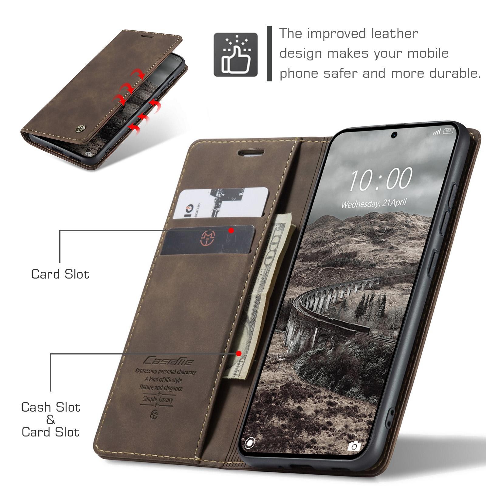 CaseMe 013 Xiaomi 15T Pro 5G Retro Leather Θήκη Βιβλίο -Coffee