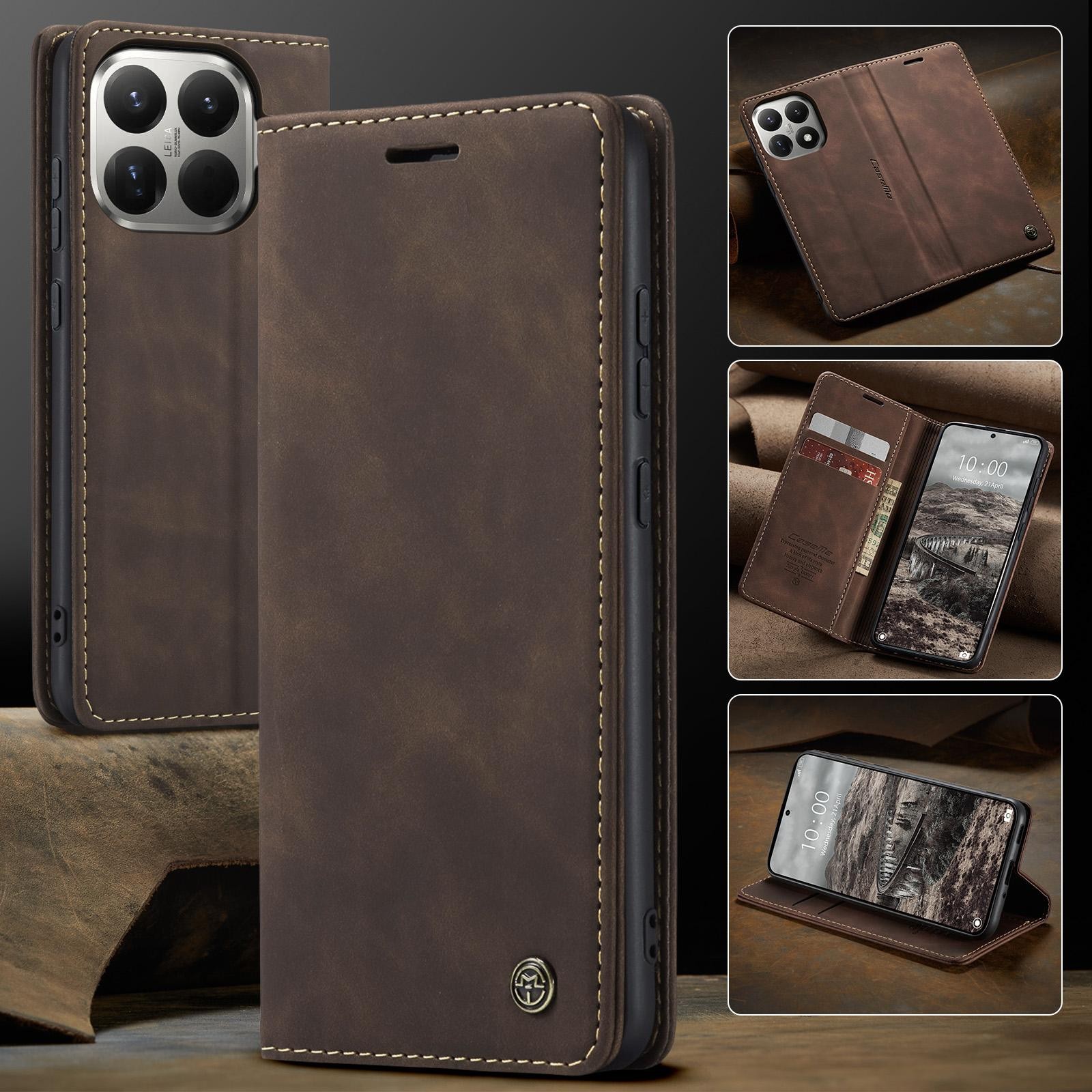 CaseMe 013 Xiaomi 15T Pro 5G Retro Leather Θήκη Βιβλίο -Coffee