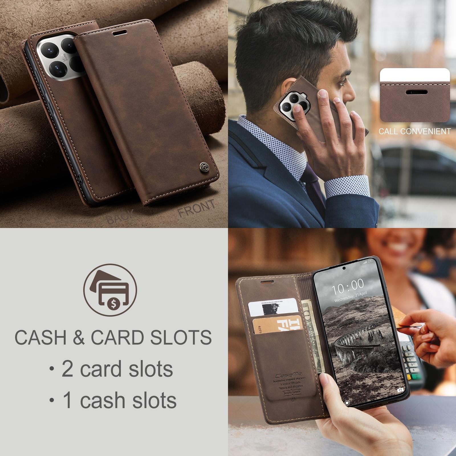 CaseMe 013 Xiaomi 15T Pro 5G Retro Leather Θήκη Βιβλίο -Coffee