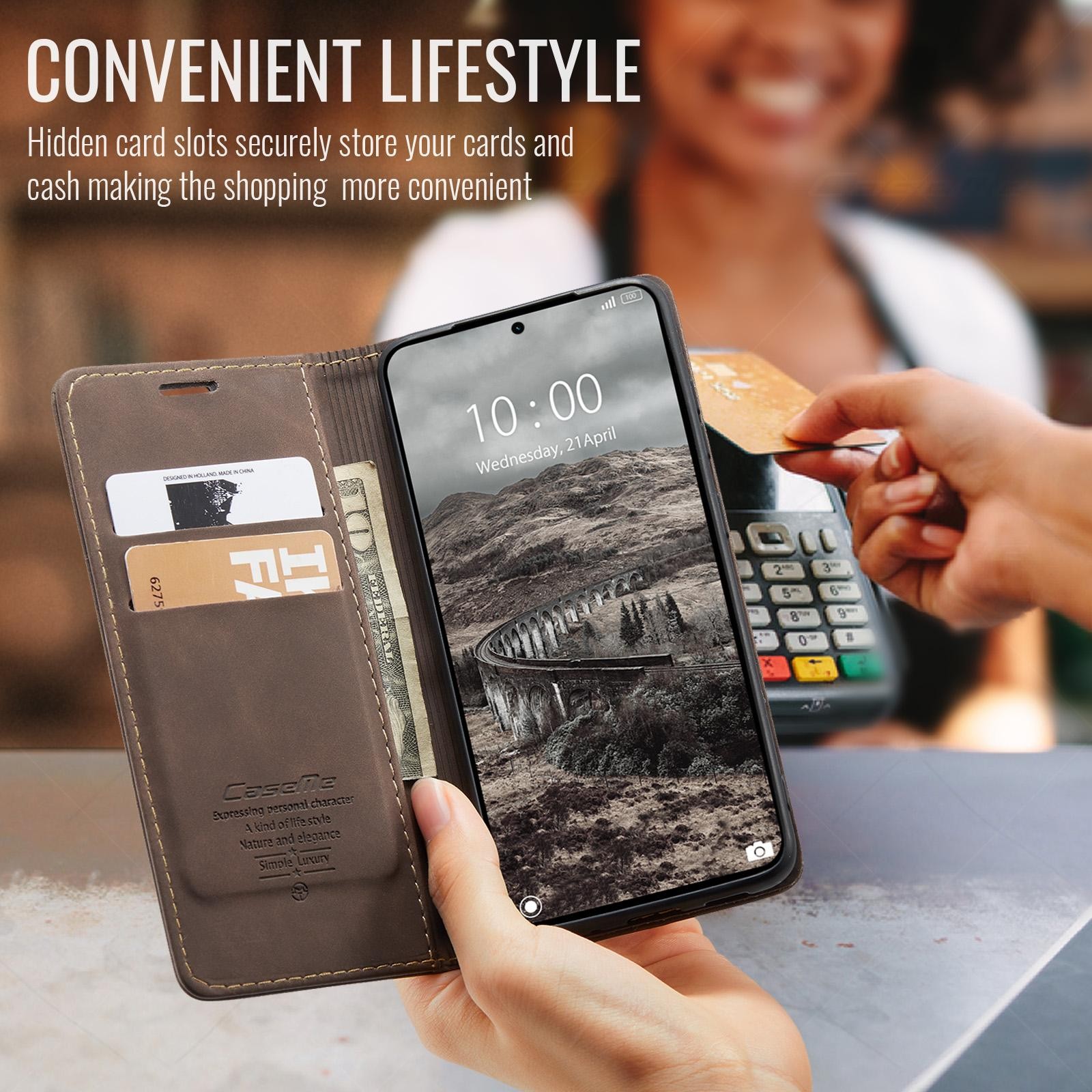 CaseMe 013 Xiaomi 15T Pro 5G Retro Leather Θήκη Βιβλίο -Coffee
