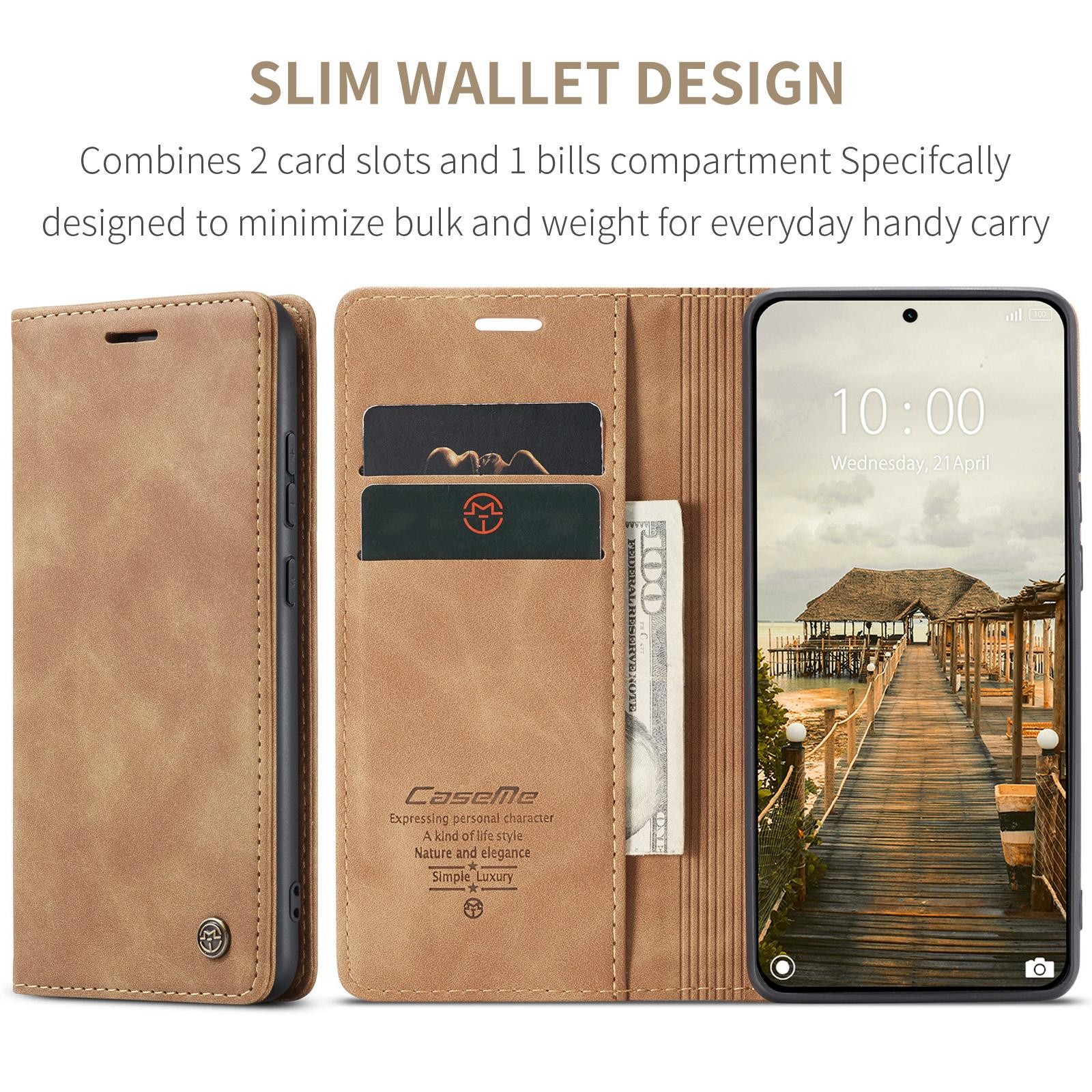 CaseMe 013 Xiaomi 15T Pro 5G Retro Leather Θήκη Βιβλίο -Brown