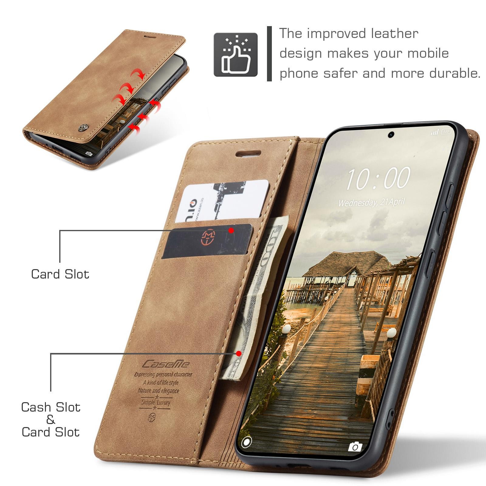 CaseMe 013 Xiaomi 15T Pro 5G Retro Leather Θήκη Βιβλίο -Brown