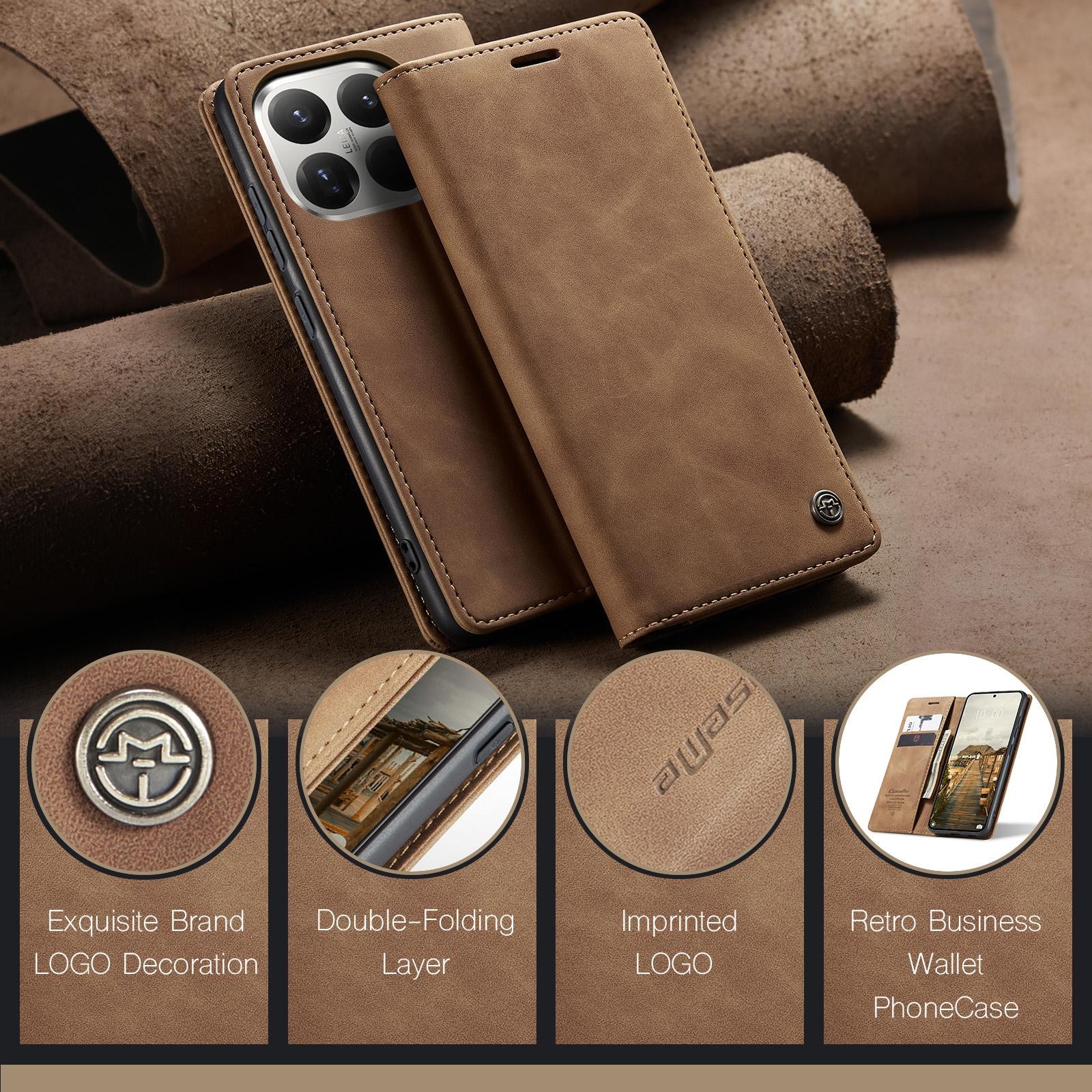 CaseMe 013 Xiaomi 15T Pro 5G Retro Leather Θήκη Βιβλίο -Brown