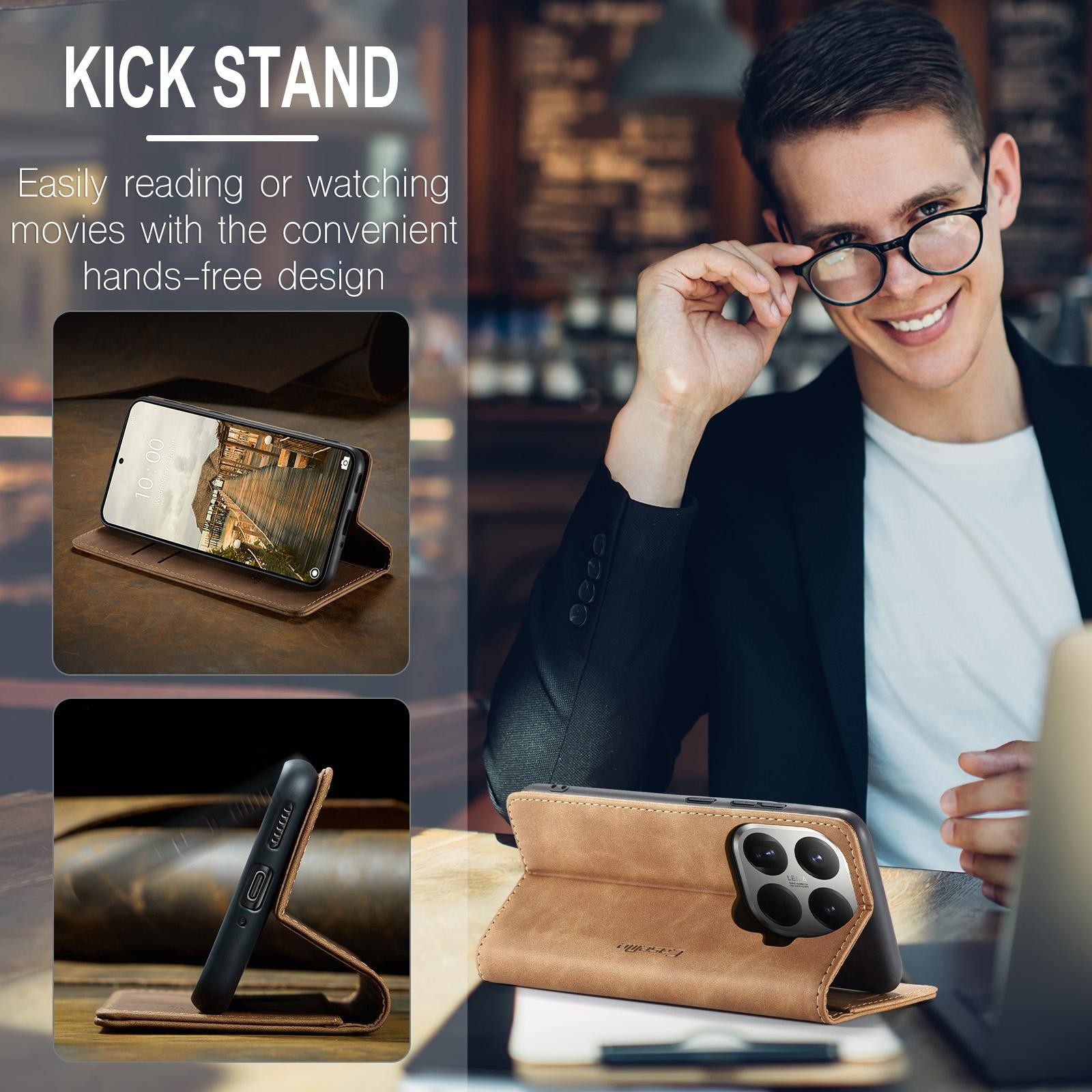 CaseMe 013 Xiaomi 15T Pro 5G Retro Leather Θήκη Βιβλίο -Brown