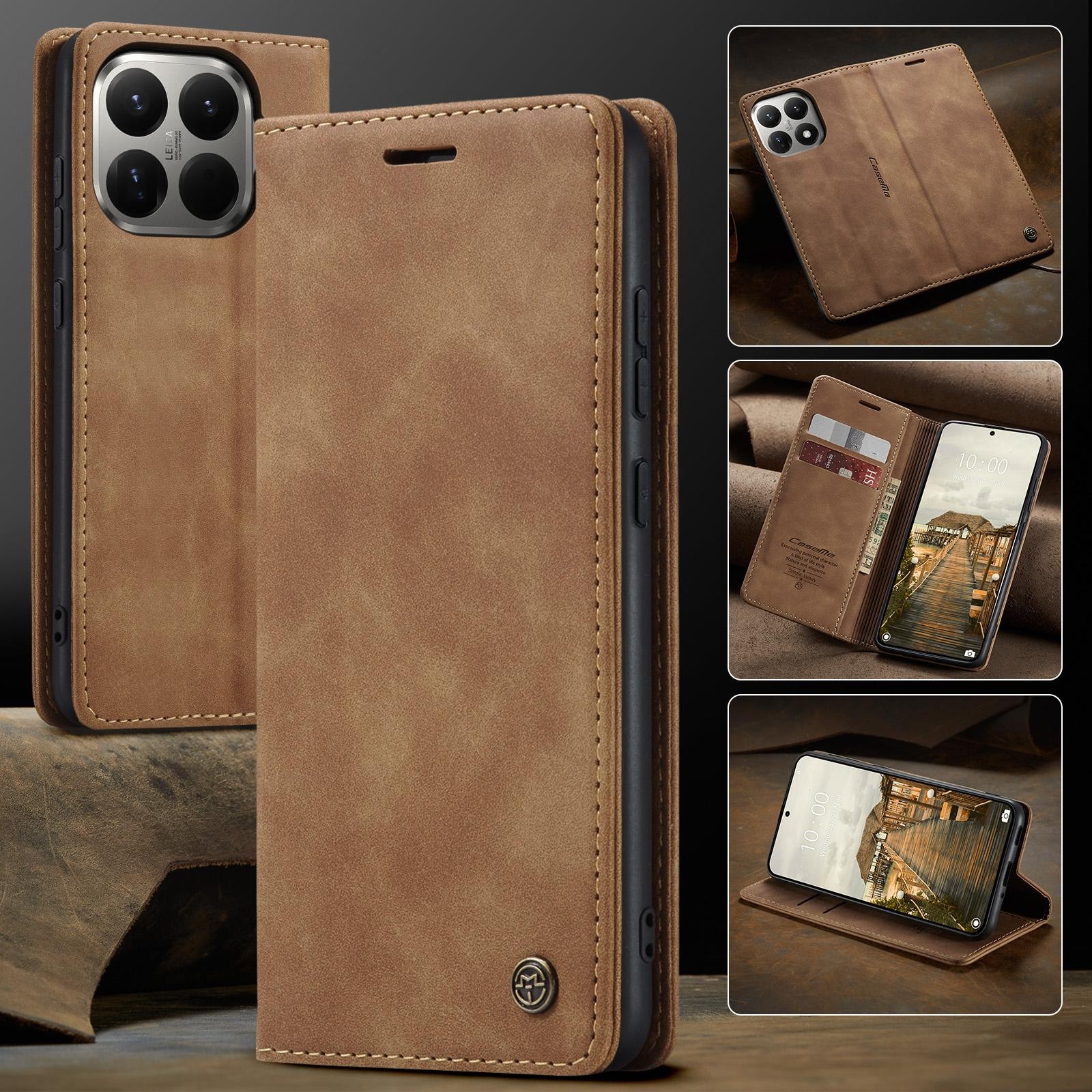 CaseMe 013 Xiaomi 15T Pro 5G Retro Leather Θήκη Βιβλίο -Brown