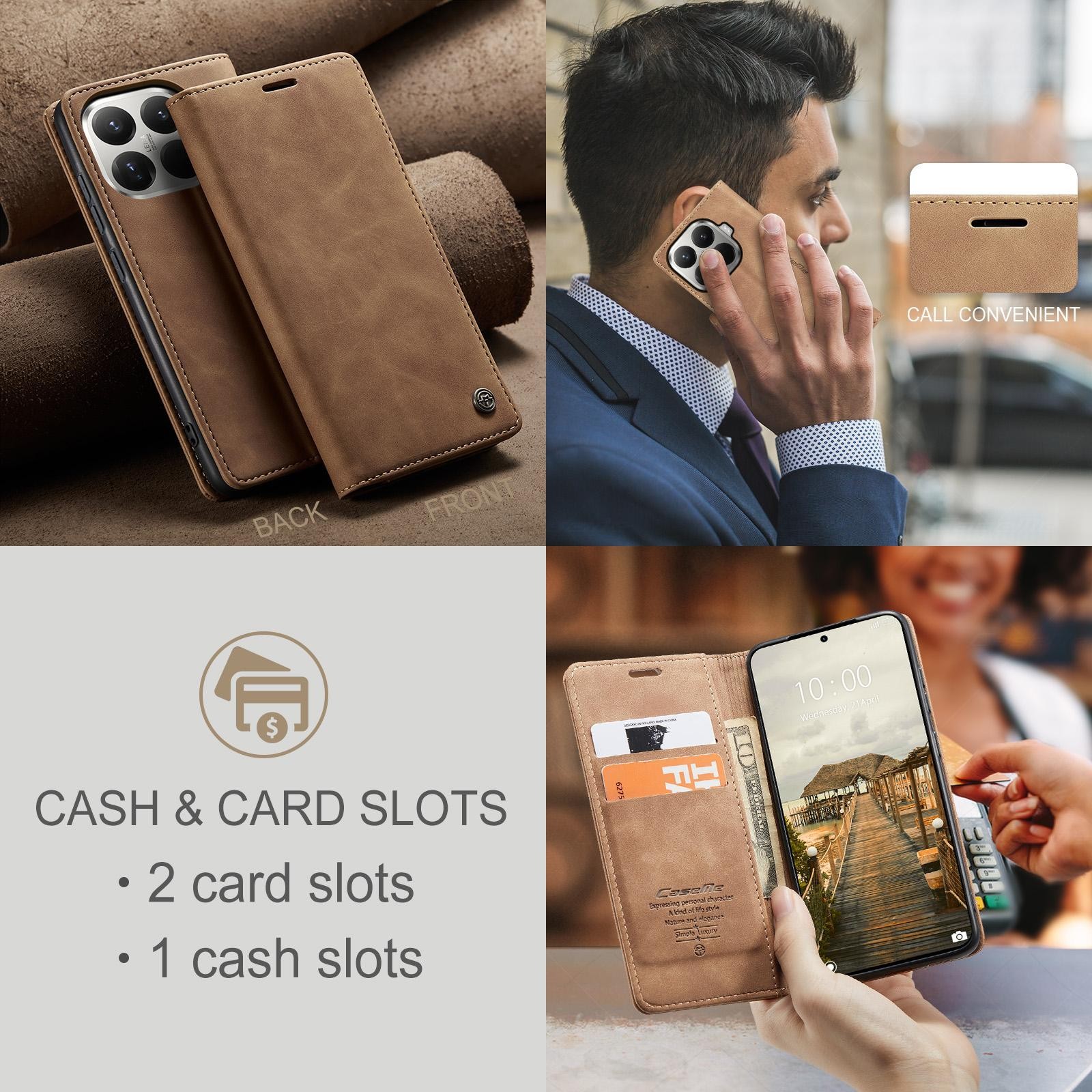 CaseMe 013 Xiaomi 15T Pro 5G Retro Leather Θήκη Βιβλίο -Brown