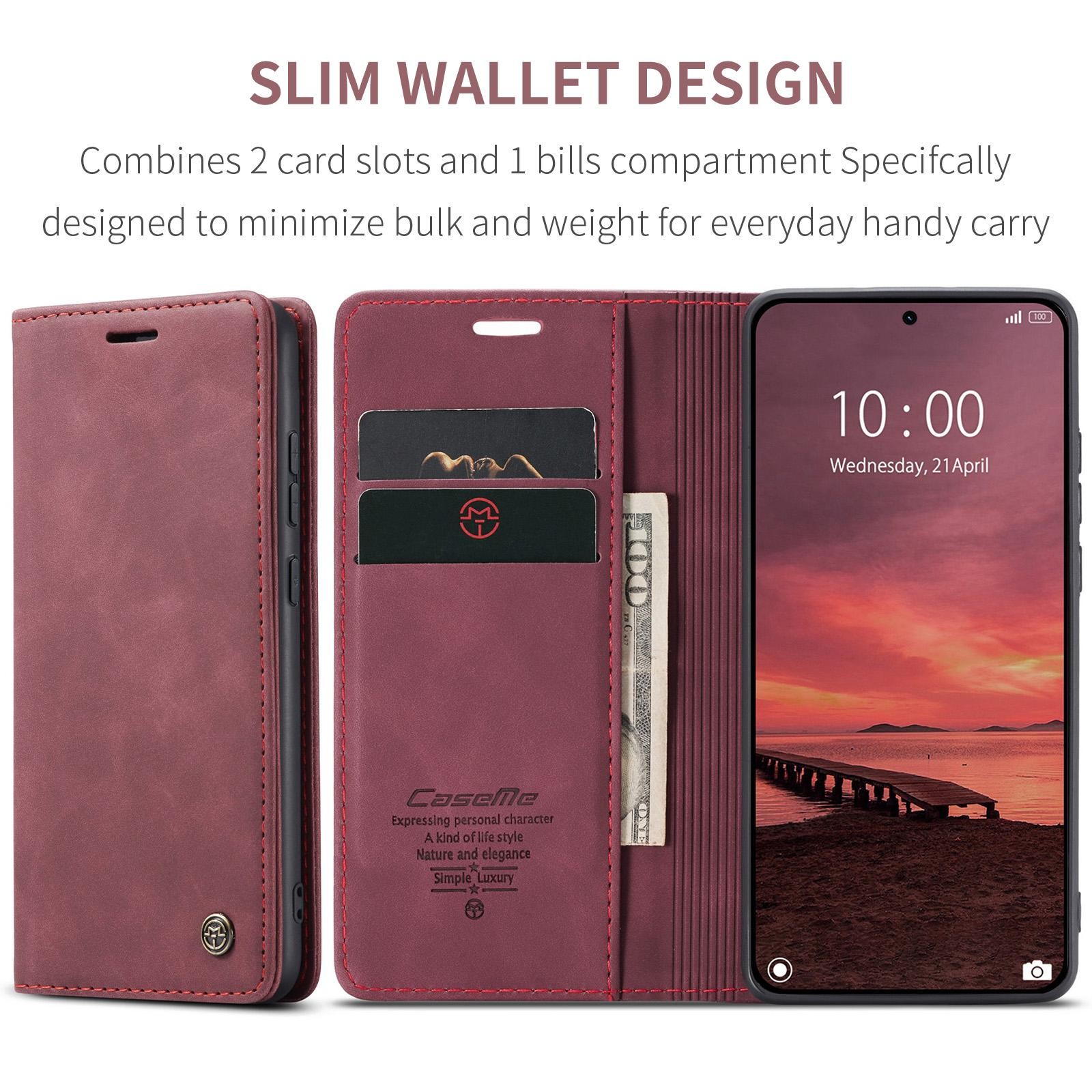 CaseMe 013 Xiaomi 15T Pro 5G Retro Leather Θήκη Βιβλίο -Red