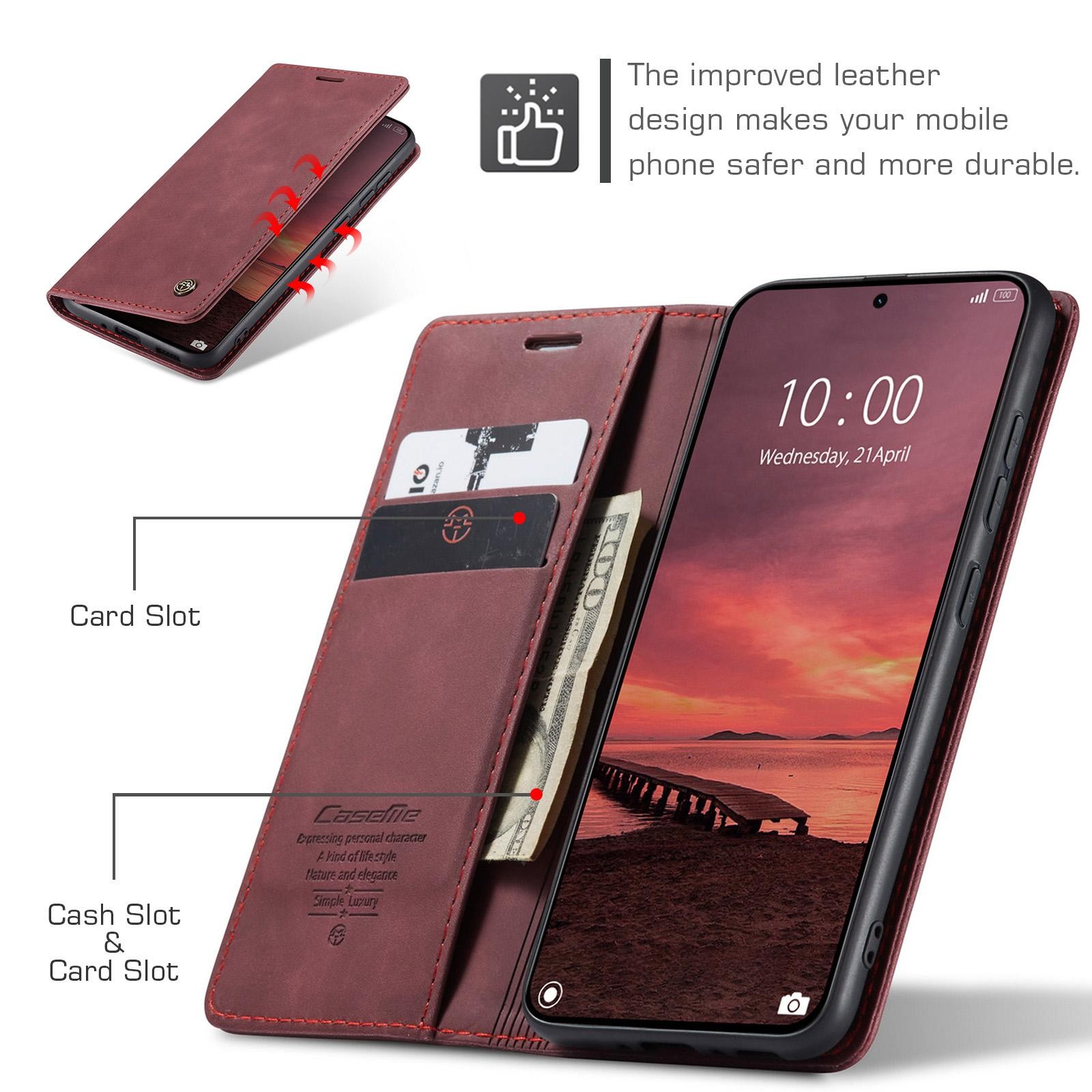 CaseMe 013 Xiaomi 15T Pro 5G Retro Leather Θήκη Βιβλίο -Red