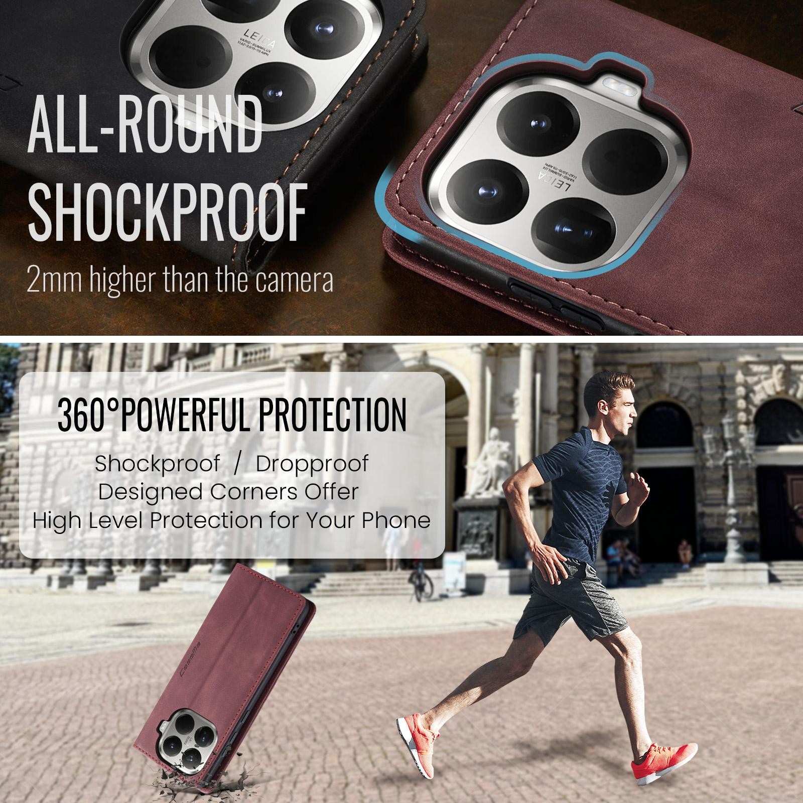 CaseMe 013 Xiaomi 15T Pro 5G Retro Leather Θήκη Βιβλίο -Red