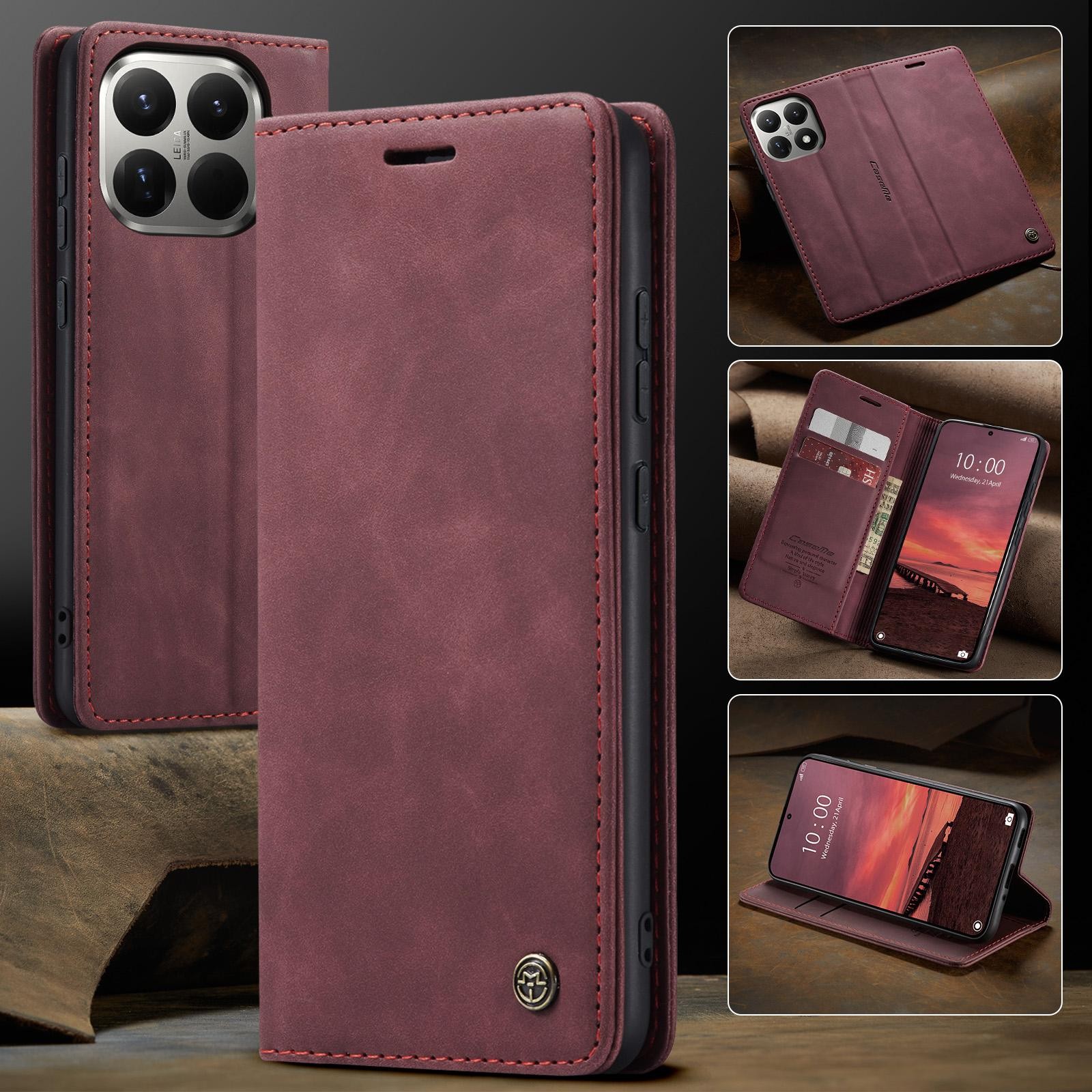 CaseMe 013 Xiaomi 15T Pro 5G Retro Leather Θήκη Βιβλίο -Red