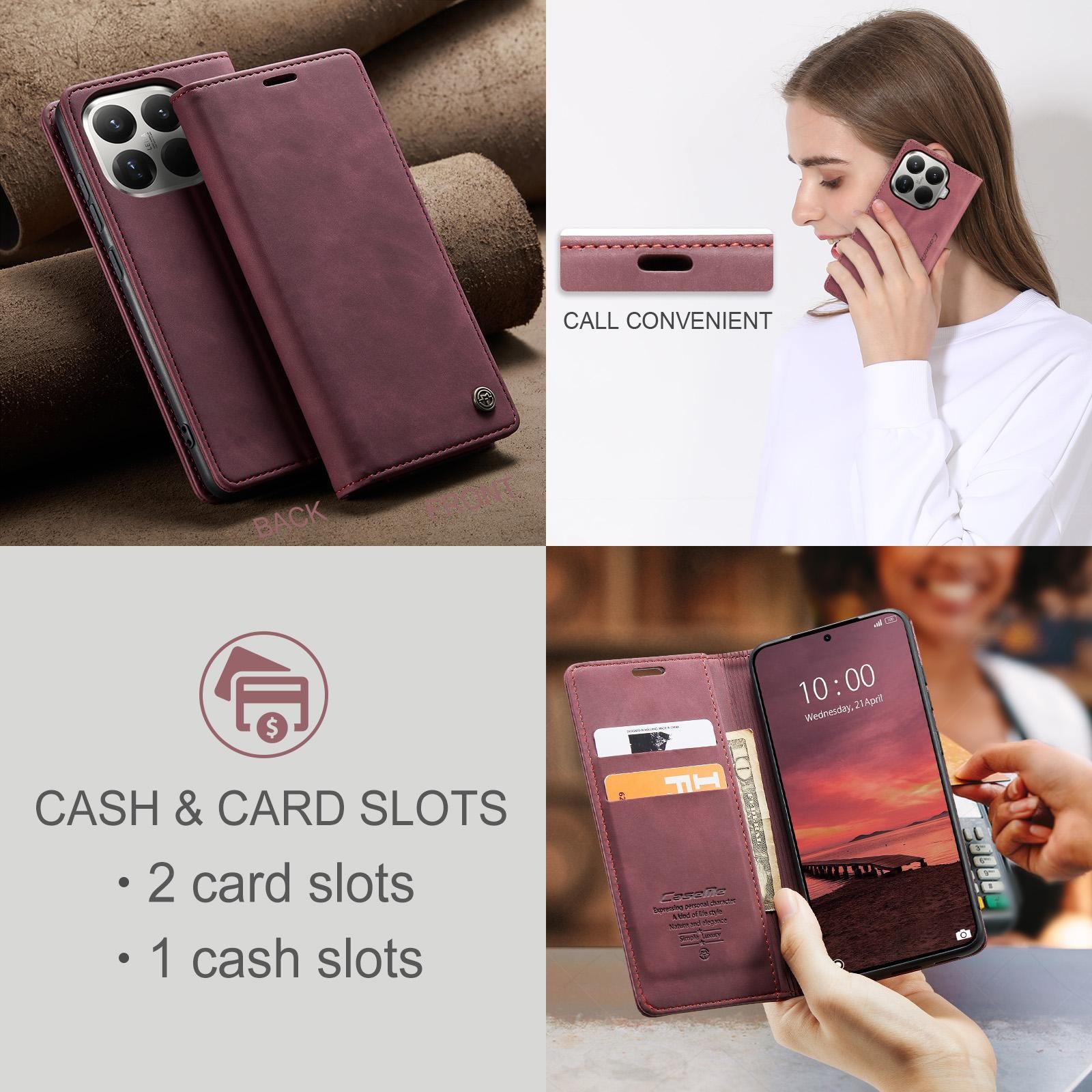 CaseMe 013 Xiaomi 15T Pro 5G Retro Leather Θήκη Βιβλίο -Red