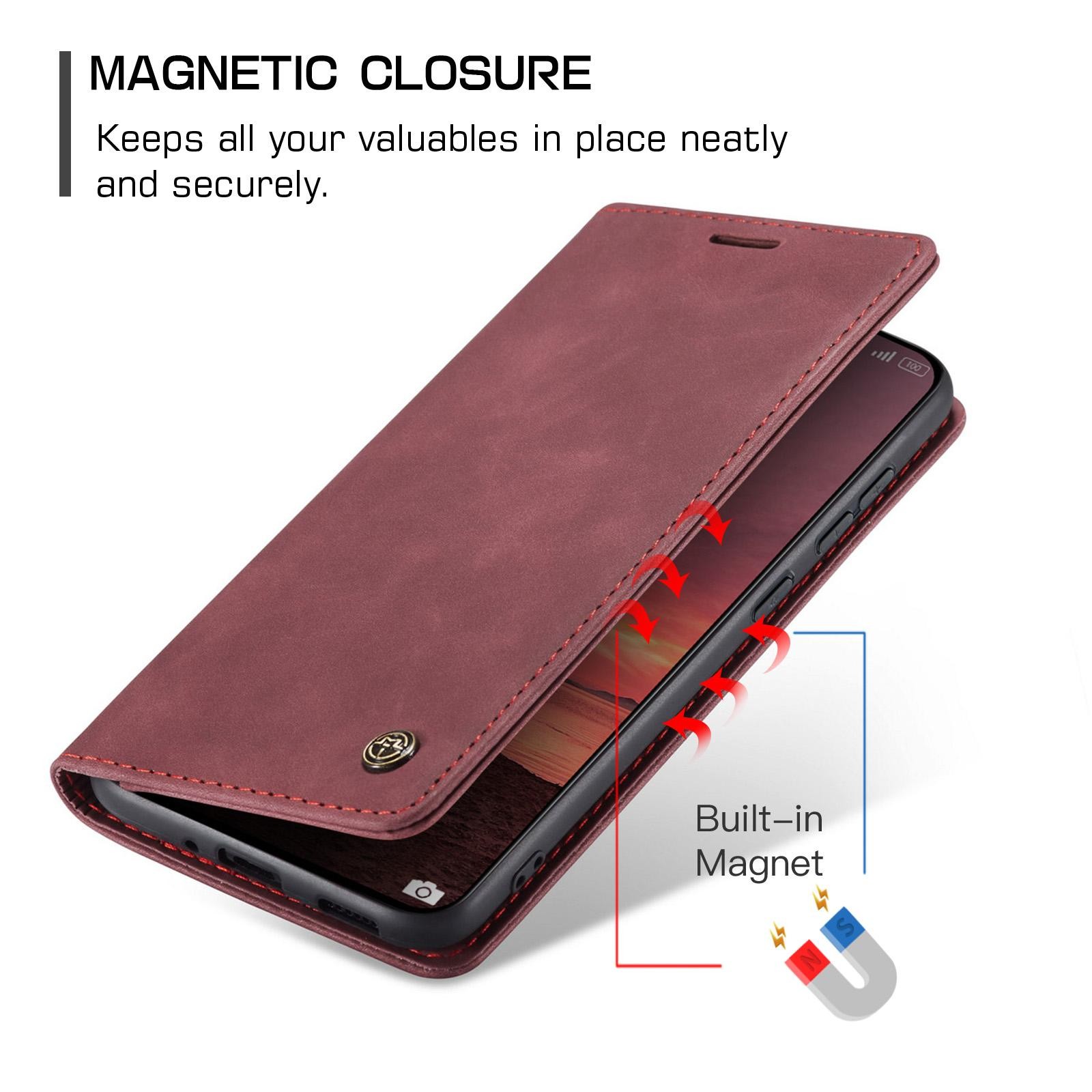 CaseMe 013 Xiaomi 15T Pro 5G Retro Leather Θήκη Βιβλίο -Red