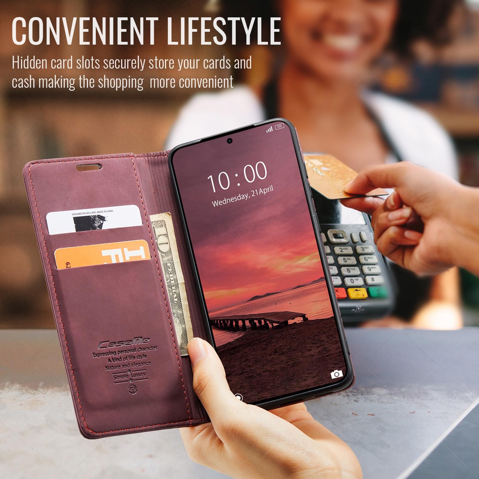CaseMe 013 Xiaomi 15T Pro 5G Retro Leather Θήκη Βιβλίο -Red