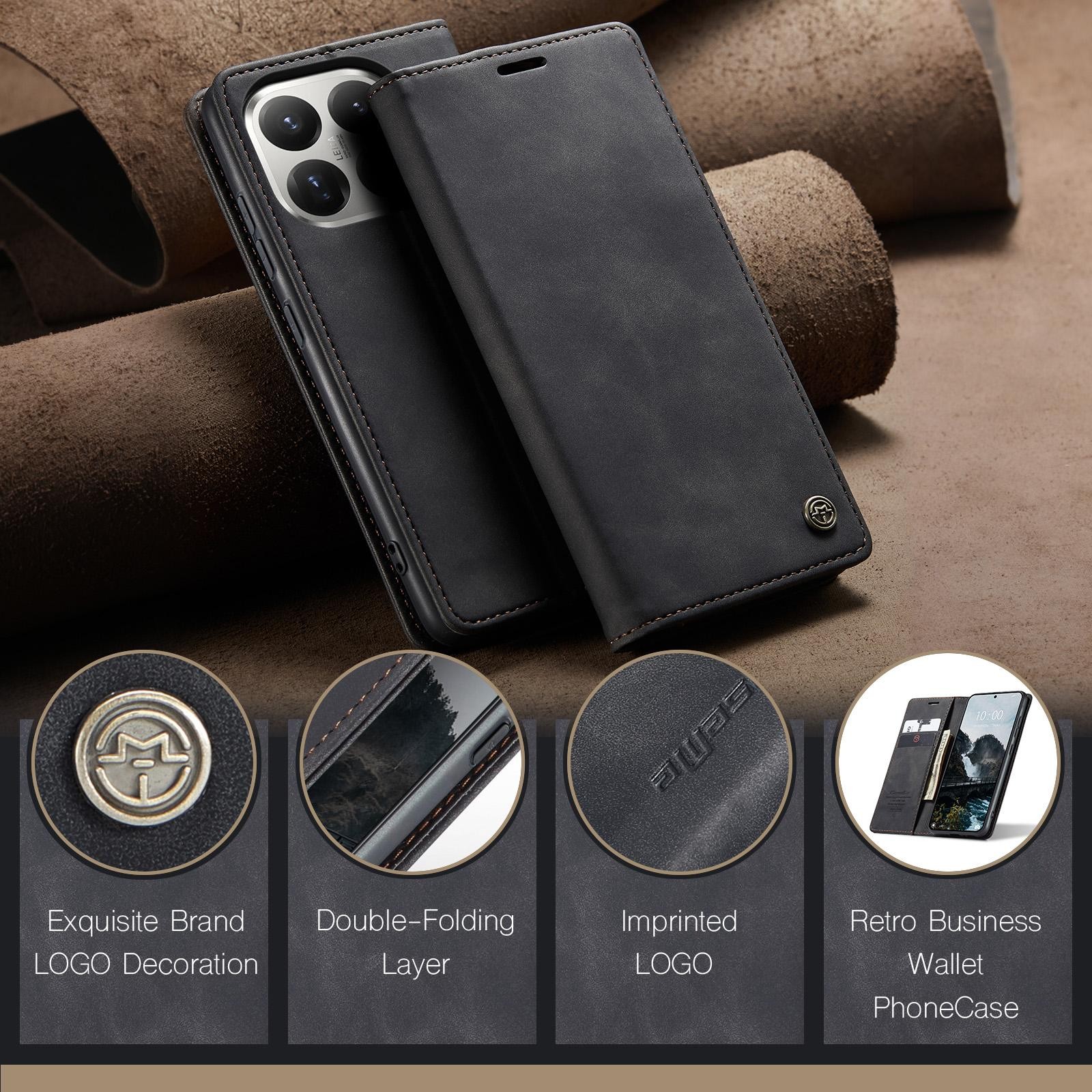 CaseMe 013 Xiaomi 15T Pro 5G Retro Leather Θήκη Βιβλίο - Black