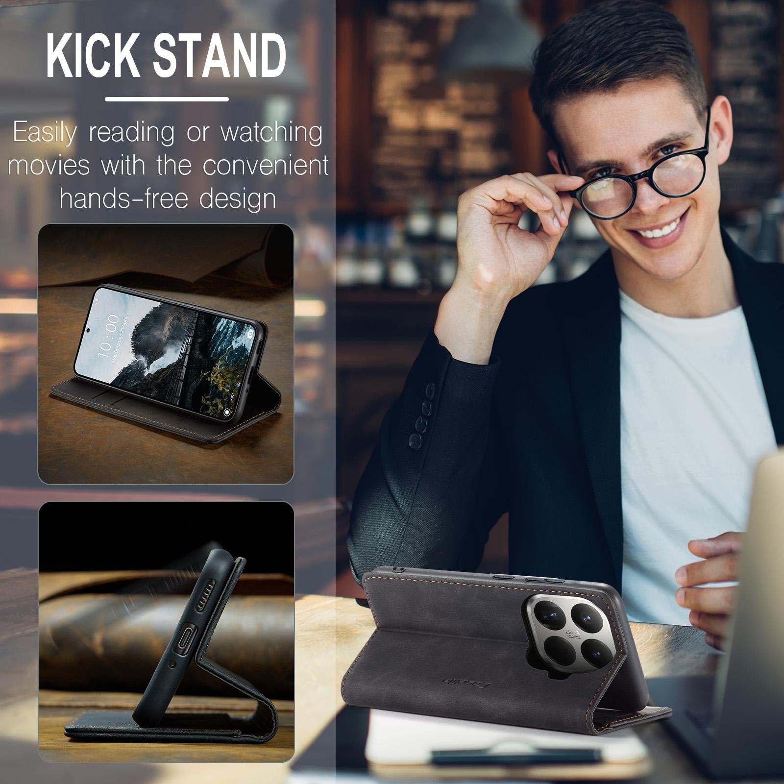 CaseMe 013 Xiaomi 15T Pro 5G Retro Leather Θήκη Βιβλίο - Black