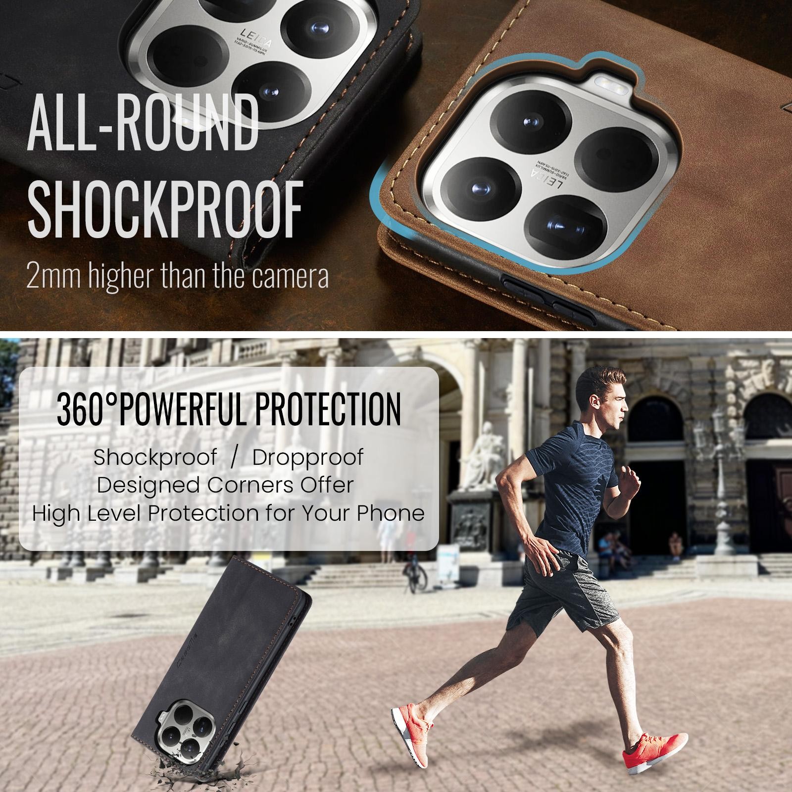CaseMe 013 Xiaomi 15T Pro 5G Retro Leather Θήκη Βιβλίο - Black