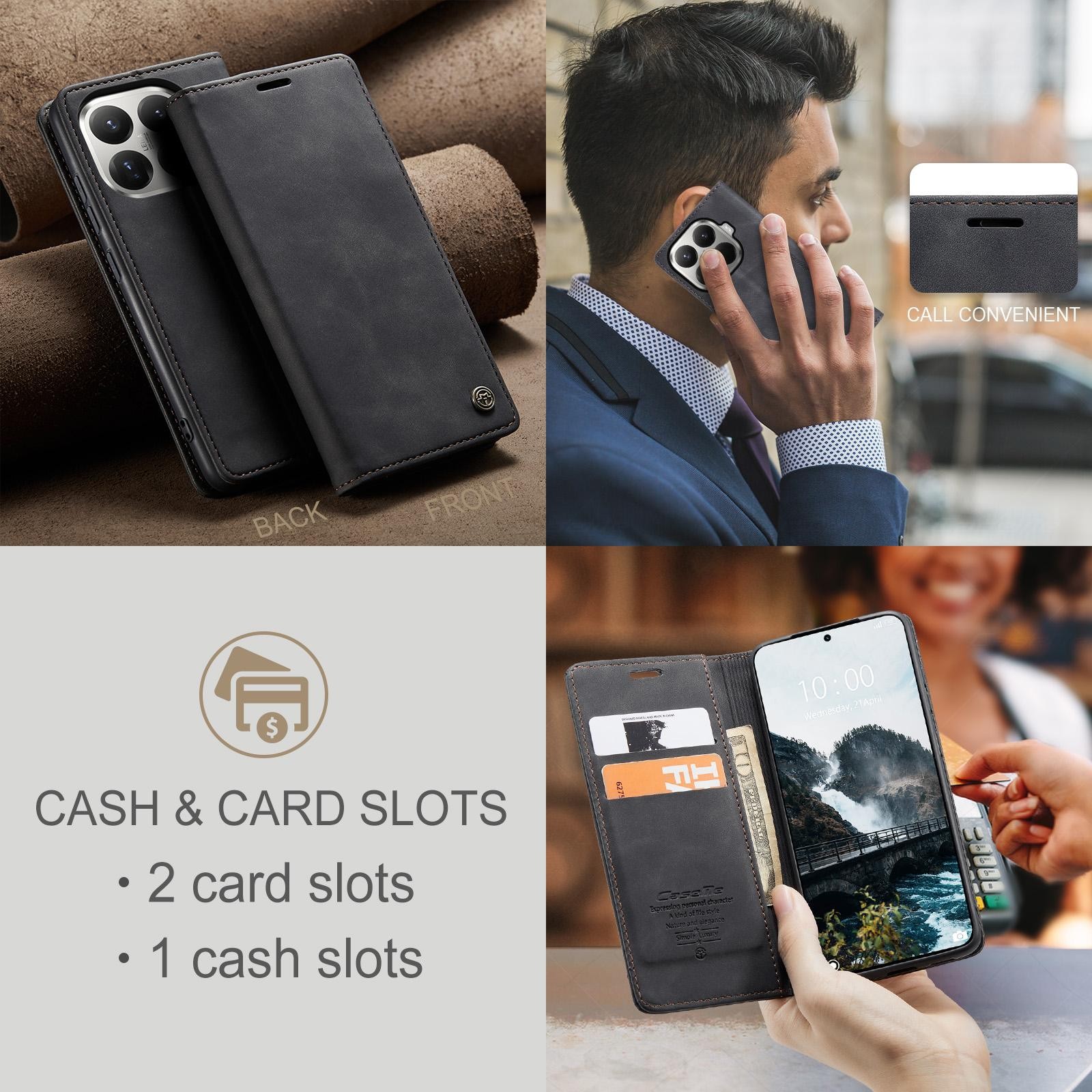 CaseMe 013 Xiaomi 15T Pro 5G Retro Leather Θήκη Βιβλίο - Black