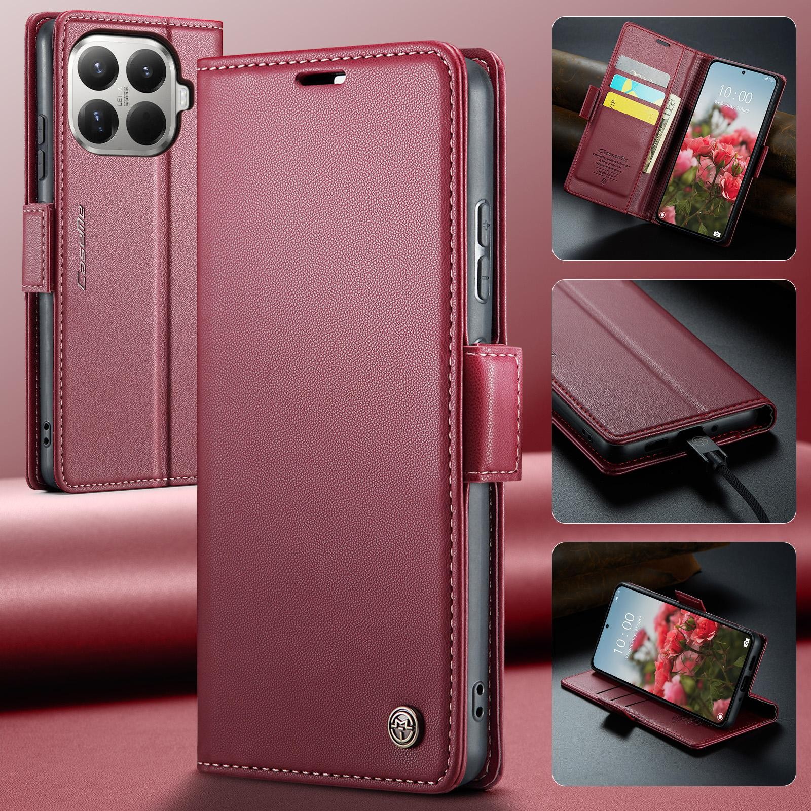 CaseMe 023 Xiaomi 15T Pro 5G RFID Θήκη Πορτοφόλι Δερμάτινη –Red