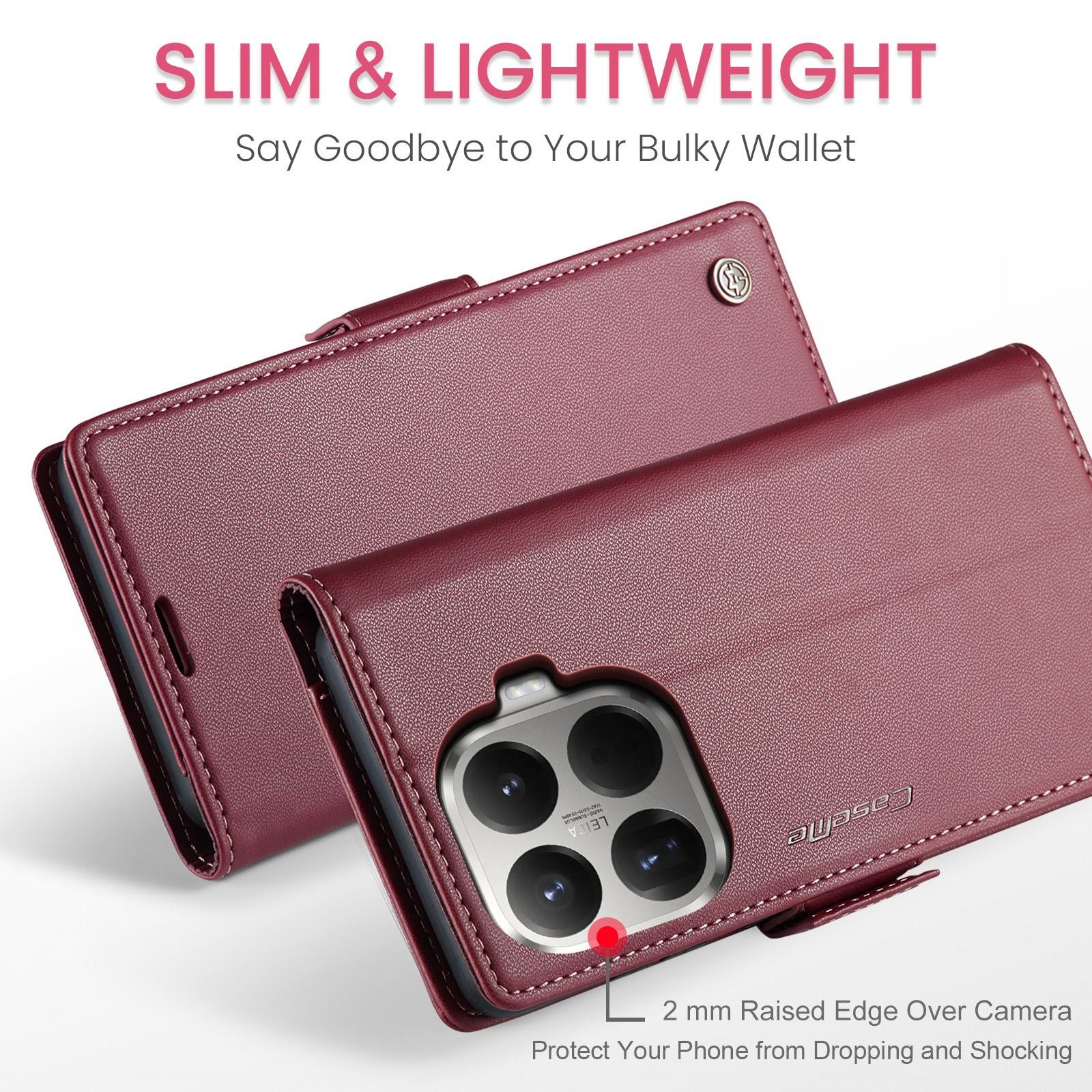 CaseMe 023 Xiaomi 15T Pro 5G RFID Θήκη Πορτοφόλι Δερμάτινη –Red