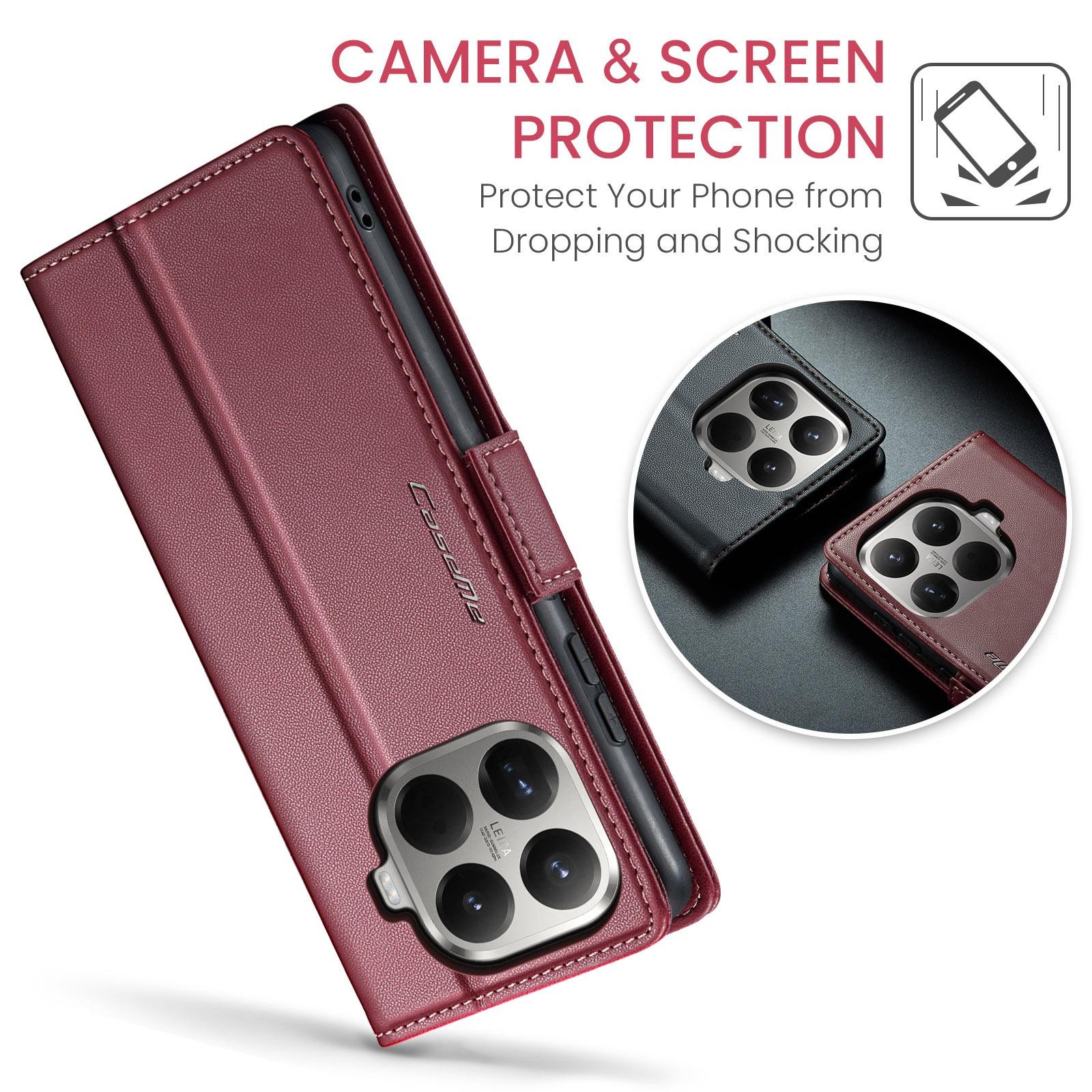 CaseMe 023 Xiaomi 15T Pro 5G RFID Θήκη Πορτοφόλι Δερμάτινη –Red