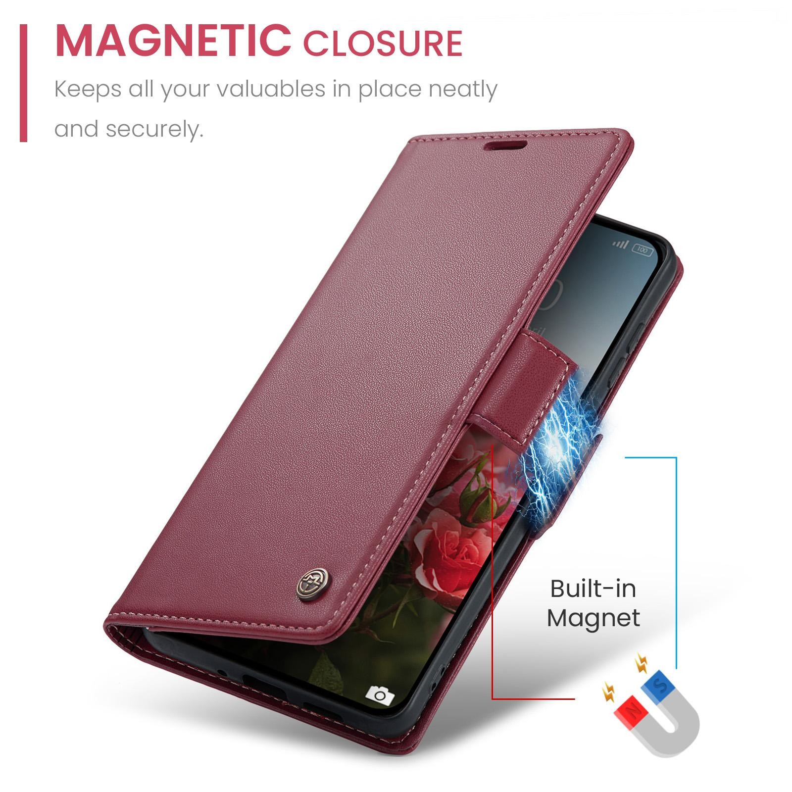 CaseMe 023 Xiaomi 15T Pro 5G RFID Θήκη Πορτοφόλι Δερμάτινη –Red