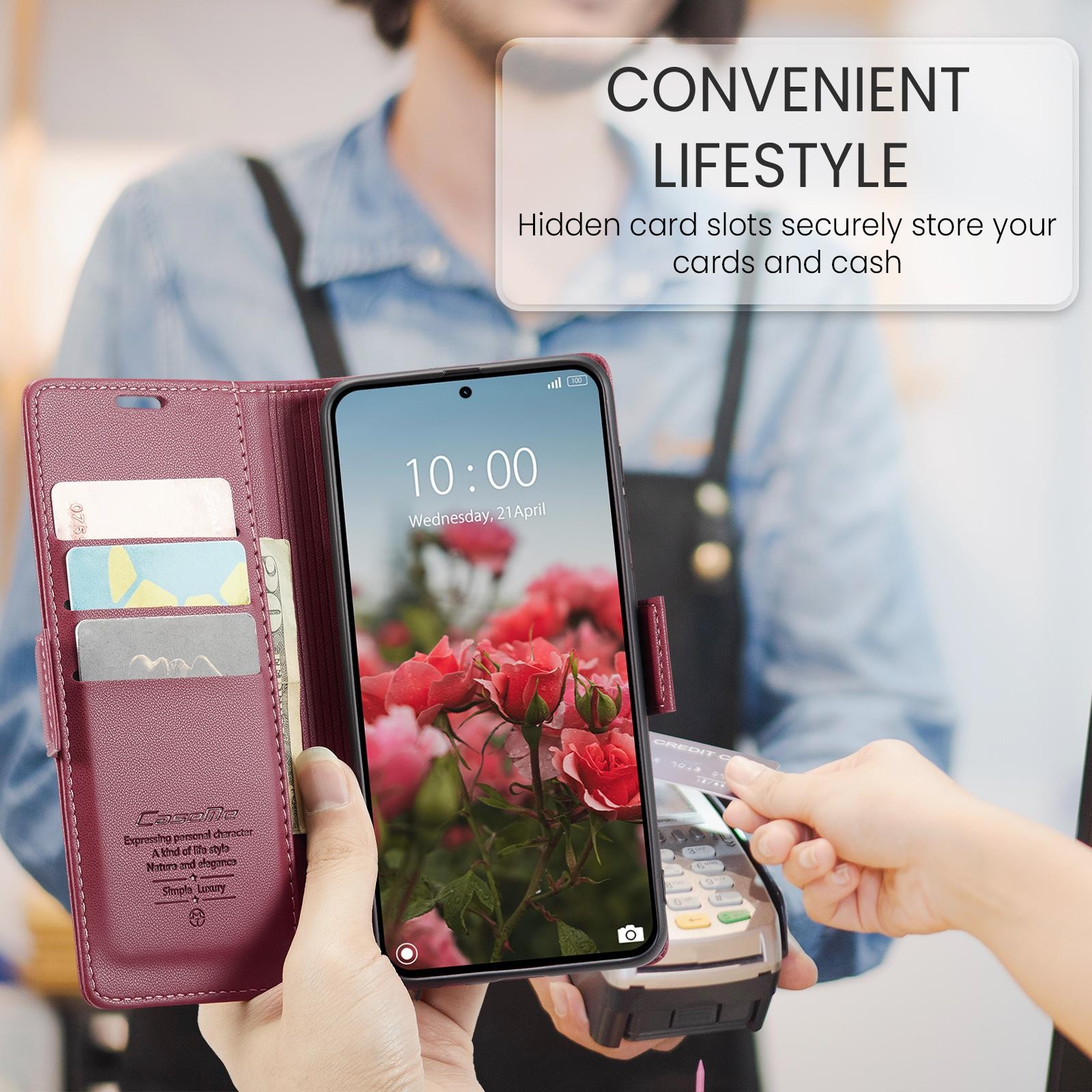 CaseMe 023 Xiaomi 15T Pro 5G RFID Θήκη Πορτοφόλι Δερμάτινη –Red