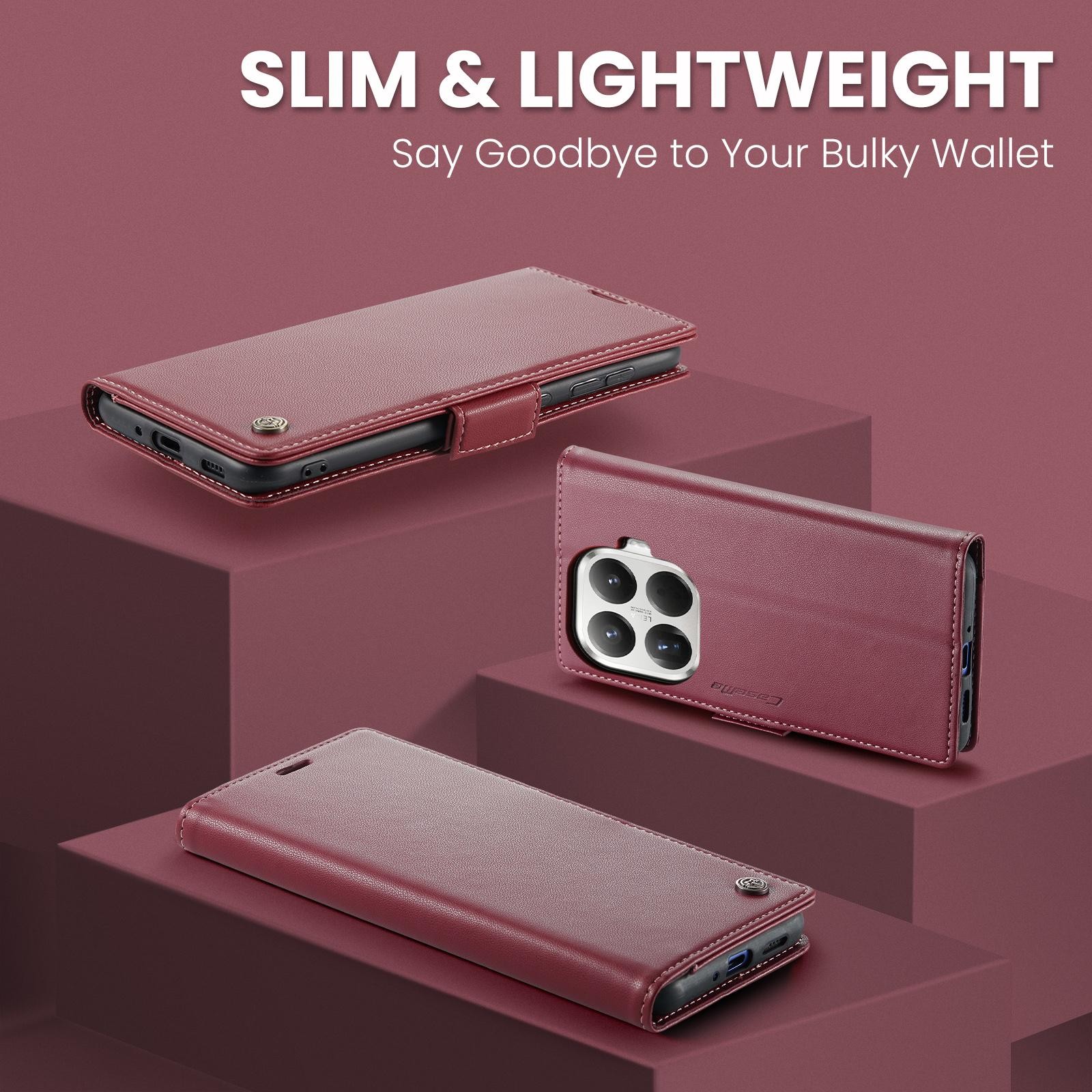 CaseMe 023 Xiaomi 15T Pro 5G RFID Θήκη Πορτοφόλι Δερμάτινη –Red
