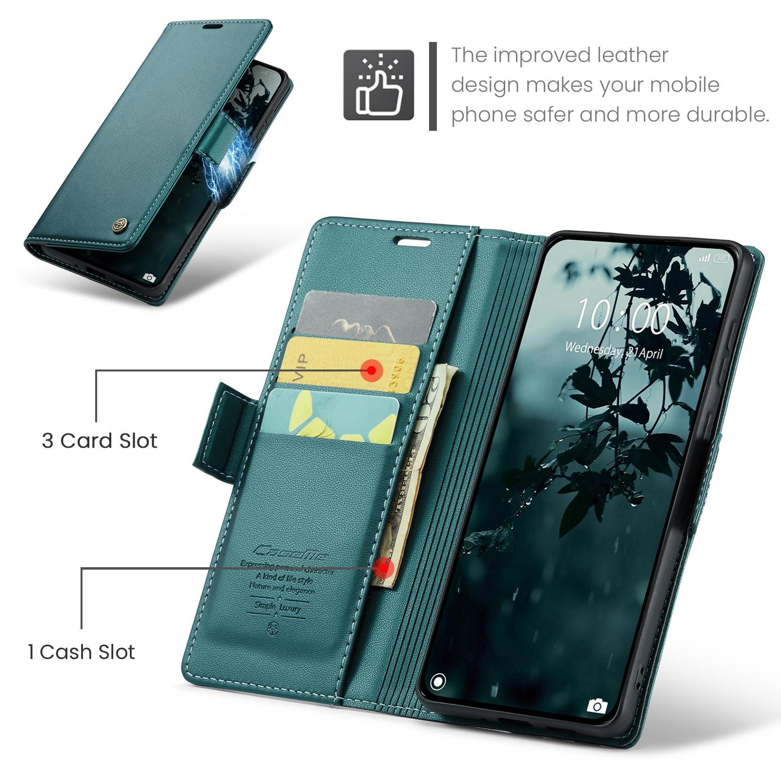 CaseMe 023 Xiaomi 15T Pro 5G RFID Θήκη Πορτοφόλι Δερμάτινη –Green