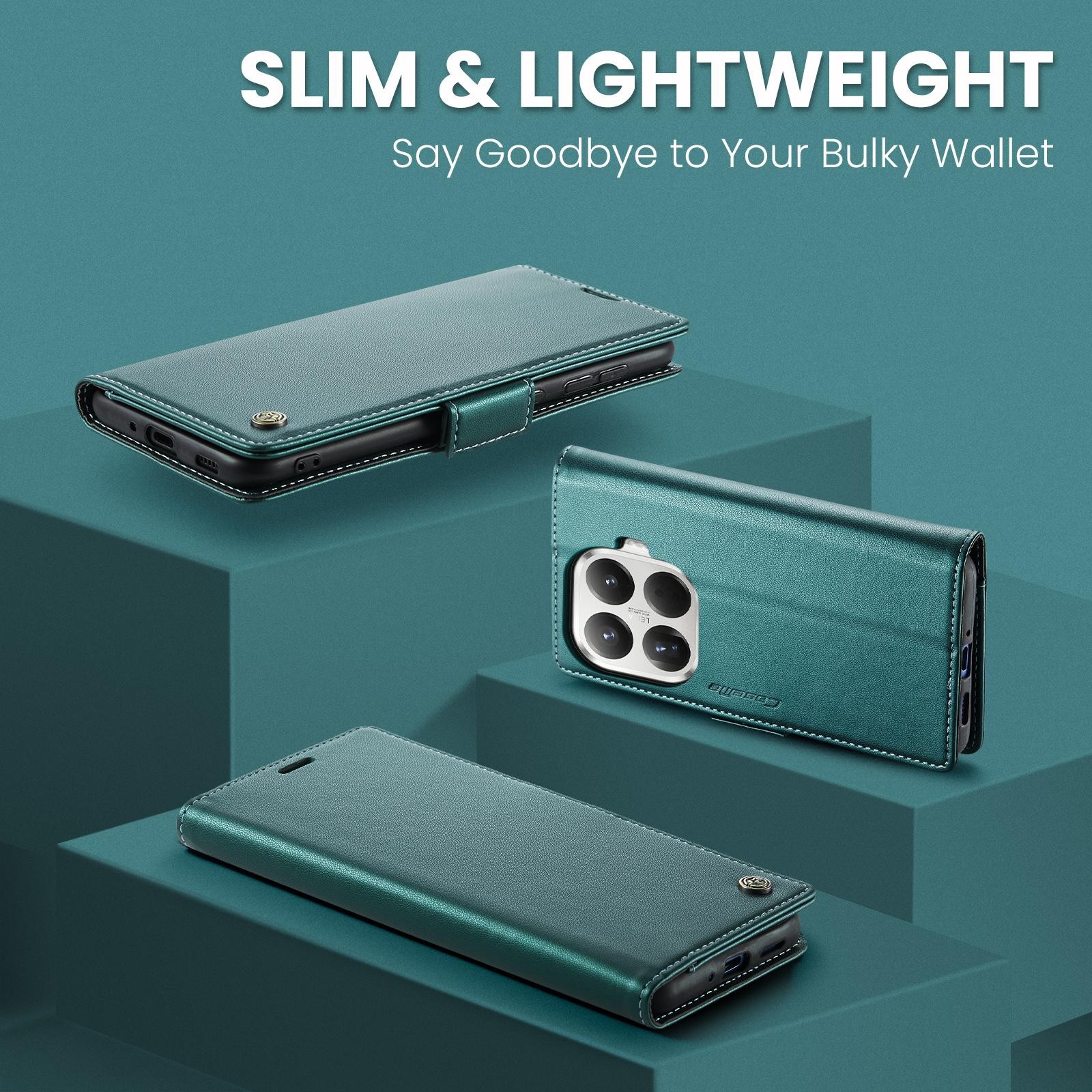 CaseMe 023 Xiaomi 15T Pro 5G RFID Θήκη Πορτοφόλι Δερμάτινη –Green