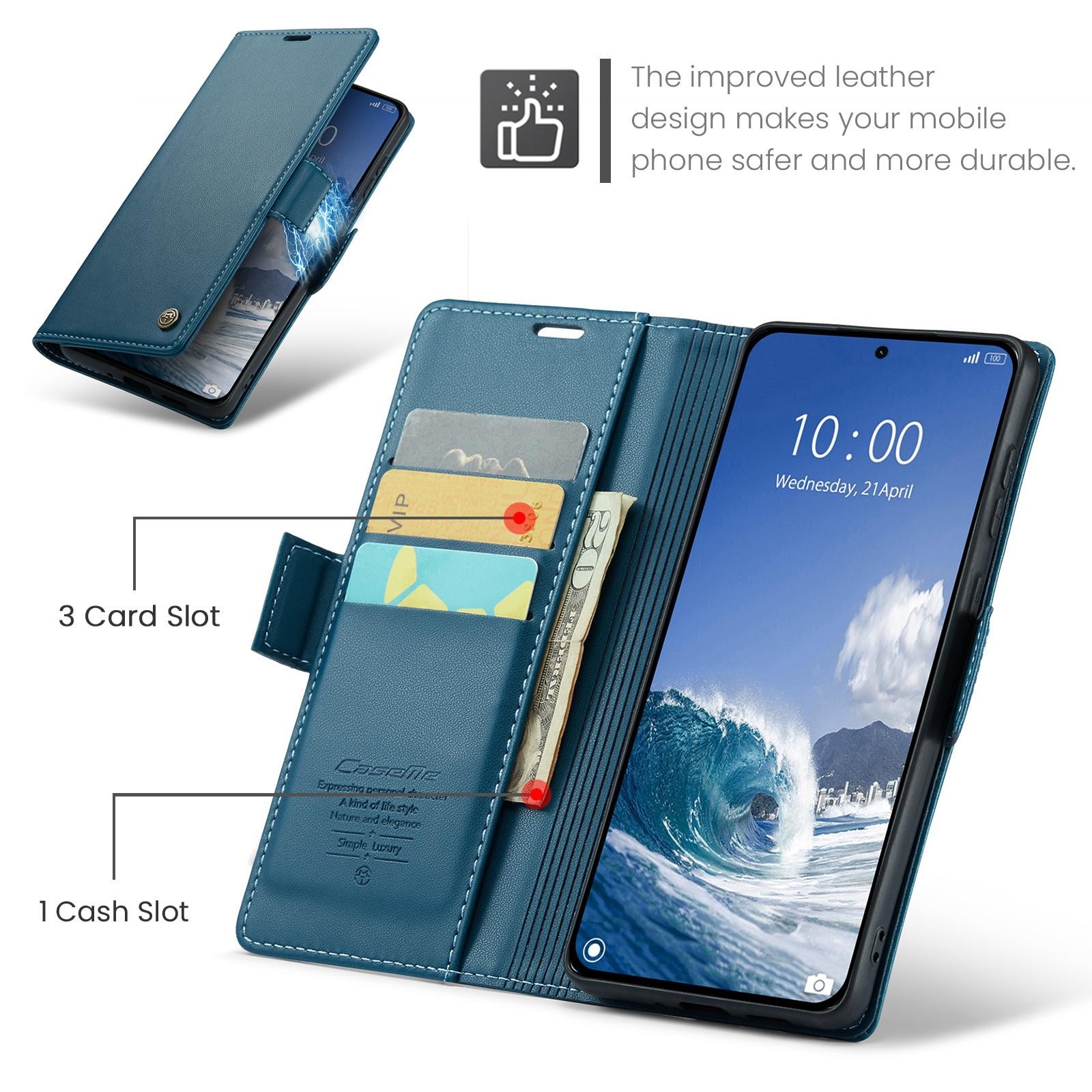 CaseMe 023 Xiaomi 15T Pro 5G RFID Θήκη Πορτοφόλι Δερμάτινη –Blue