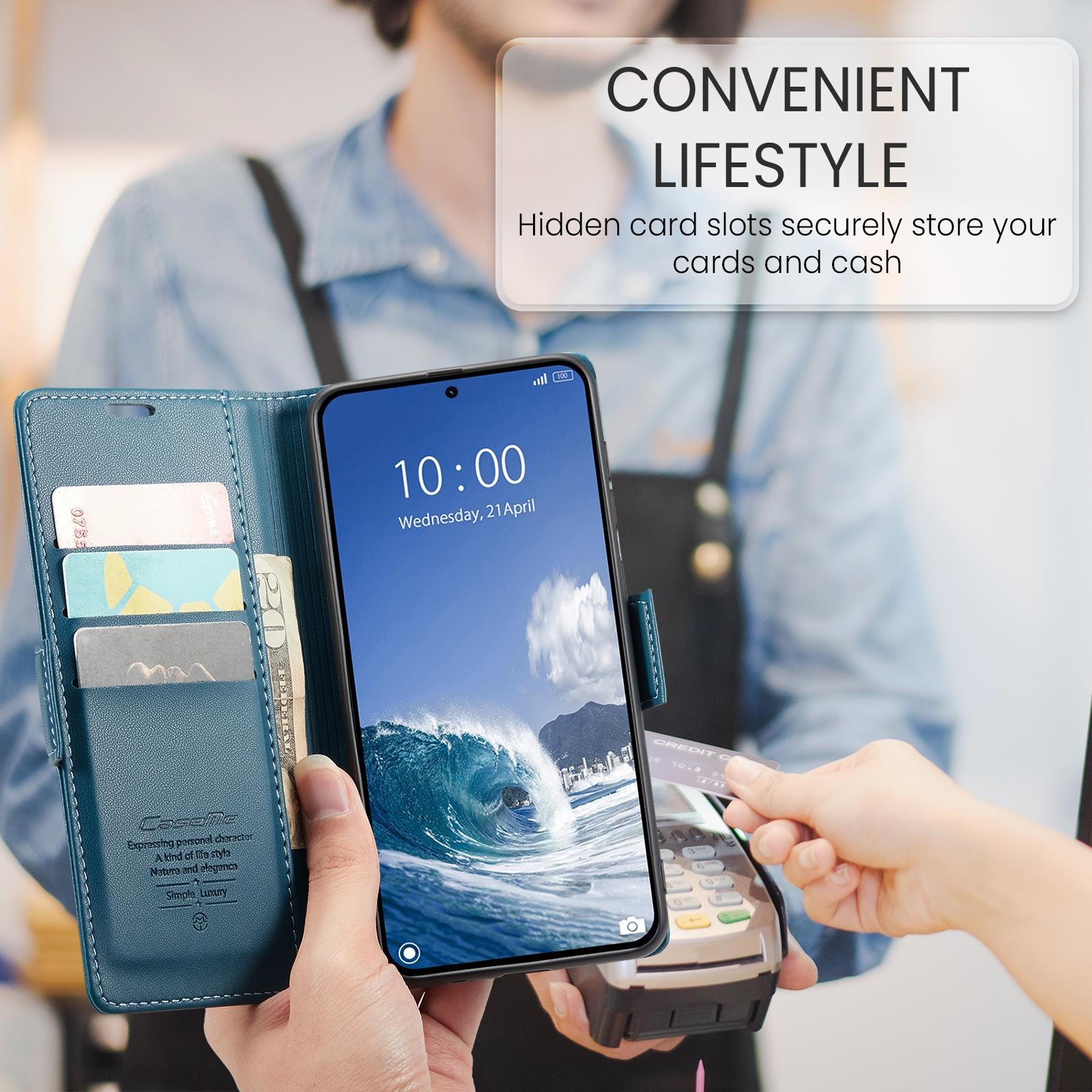CaseMe 023 Xiaomi 15T Pro 5G RFID Θήκη Πορτοφόλι Δερμάτινη –Blue
