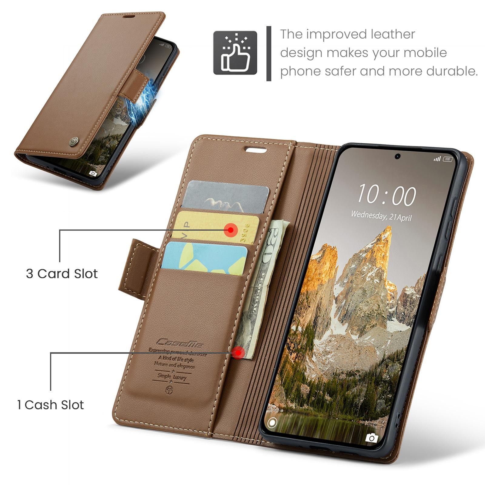CaseMe 023 Xiaomi 15T Pro 5G RFID Θήκη Πορτοφόλι Δερμάτινη –Brown