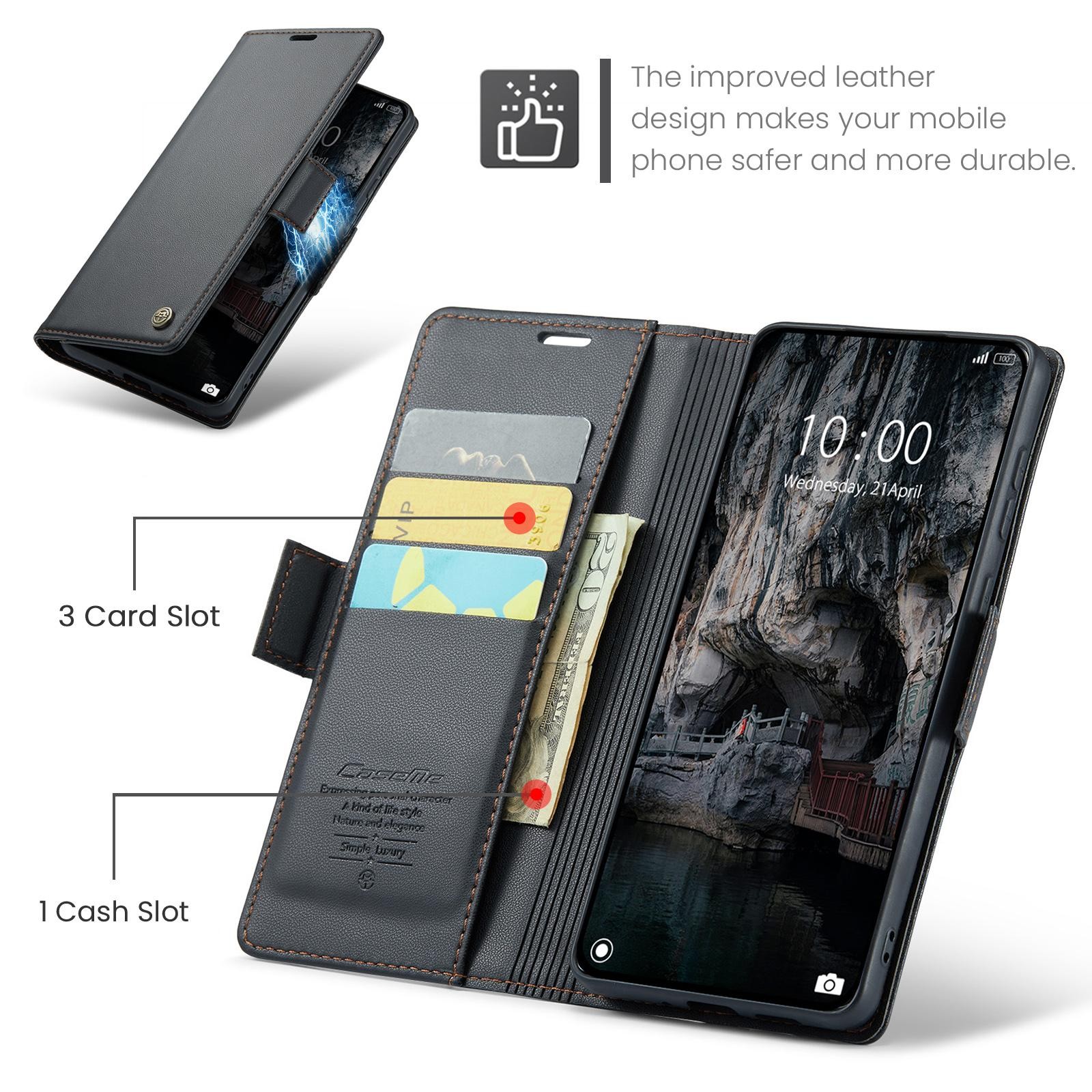 CaseMe 023 Xiaomi 15T Pro 5G RFID Θήκη Πορτοφόλι Δερμάτινη – Black
