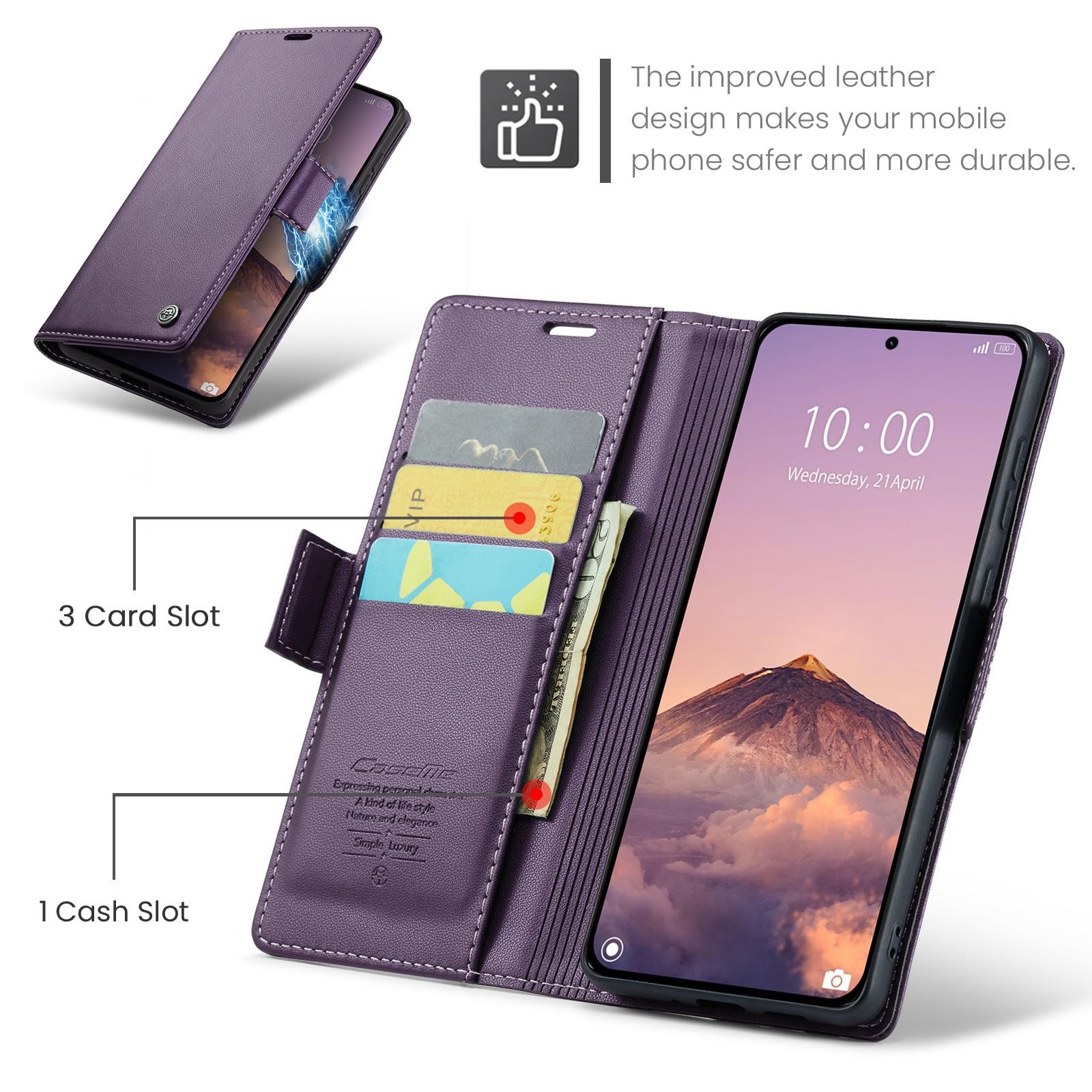 CaseMe 023 Xiaomi 15T Pro 5G RFID Θήκη Πορτοφόλι Δερμάτινη – Purple