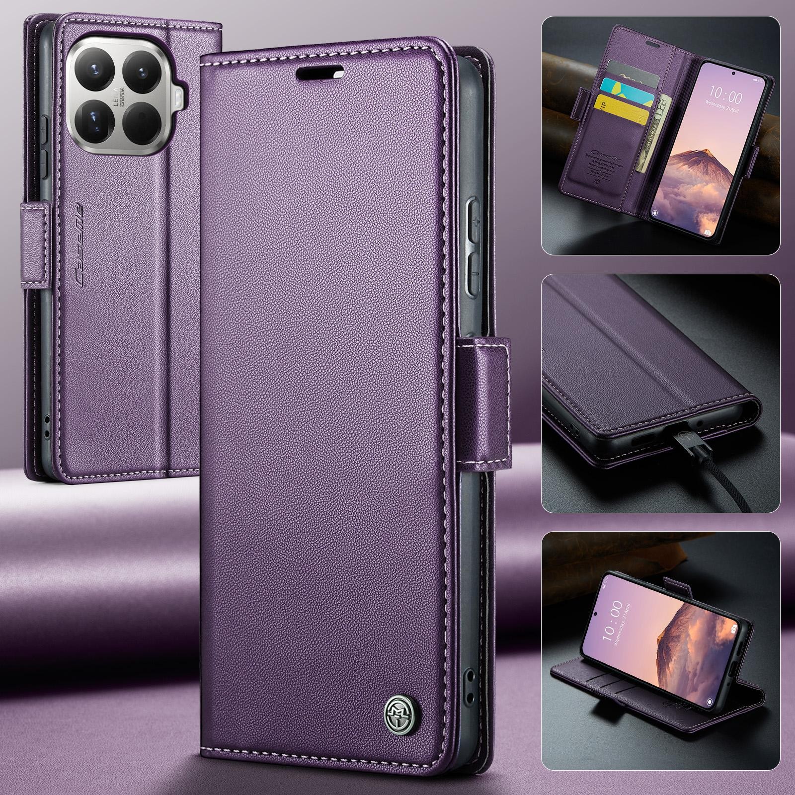 CaseMe 023 Xiaomi 15T Pro 5G RFID Θήκη Πορτοφόλι Δερμάτινη – Purple