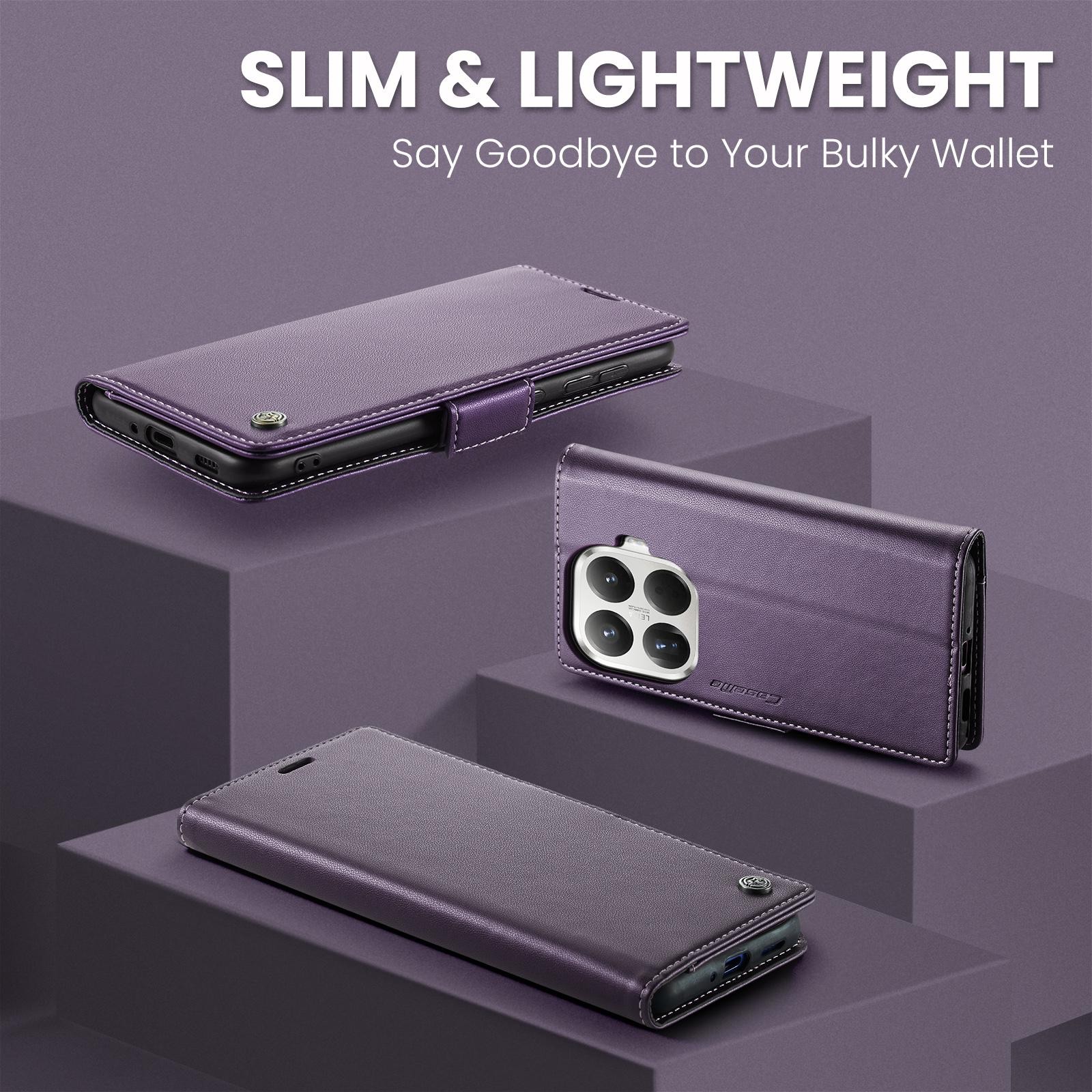 CaseMe 023 Xiaomi 15T Pro 5G RFID Θήκη Πορτοφόλι Δερμάτινη – Purple
