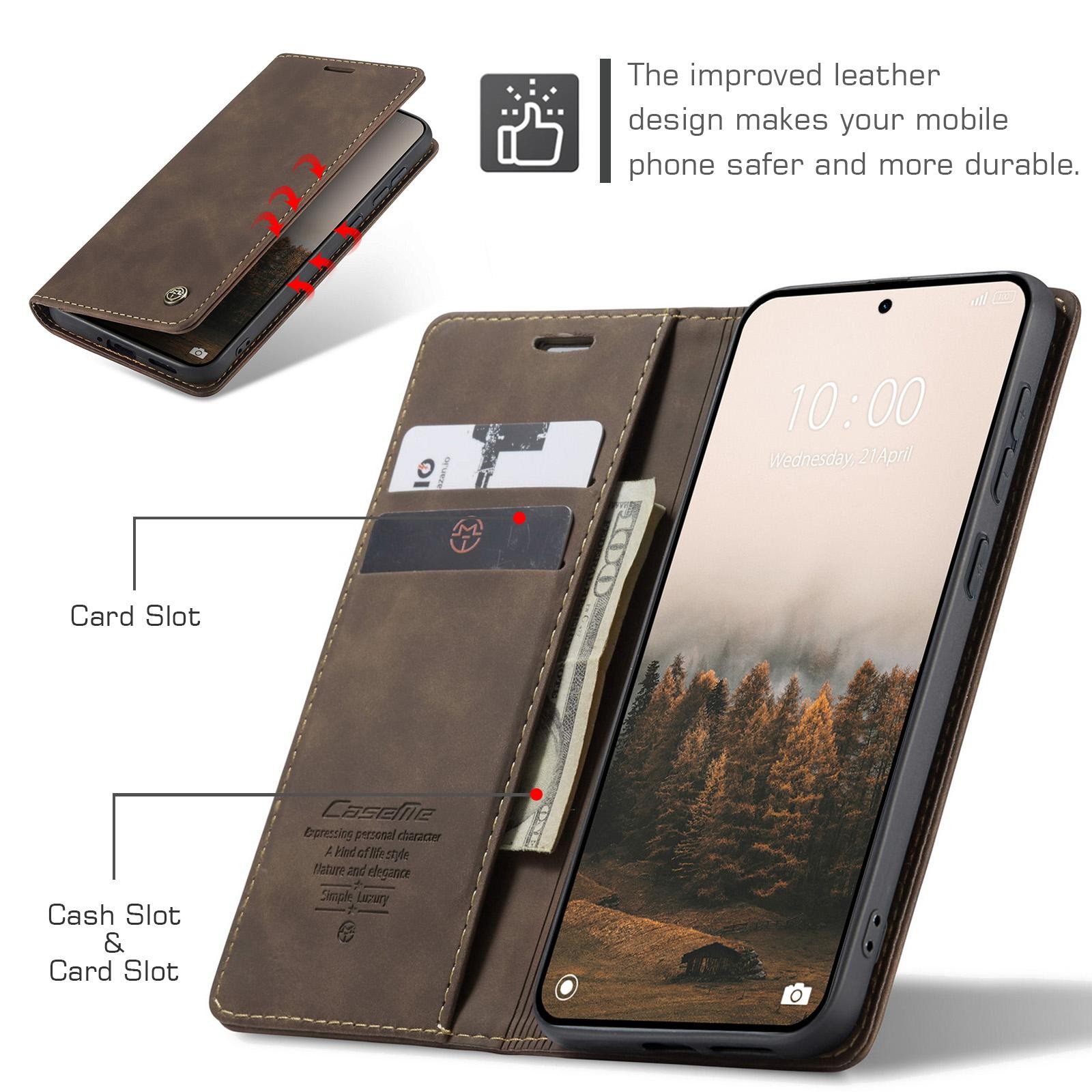 CaseMe 013 Xiaomi Redmi Note 15 Pro 5G Retro Leather Θήκη Βιβλίο -Coffee