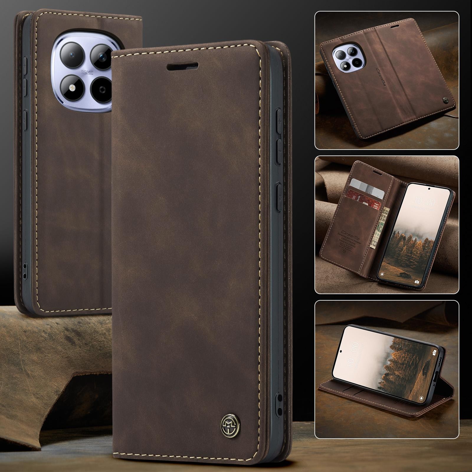 CaseMe 013 Xiaomi Redmi Note 15 Pro 5G Retro Leather Θήκη Βιβλίο -Coffee