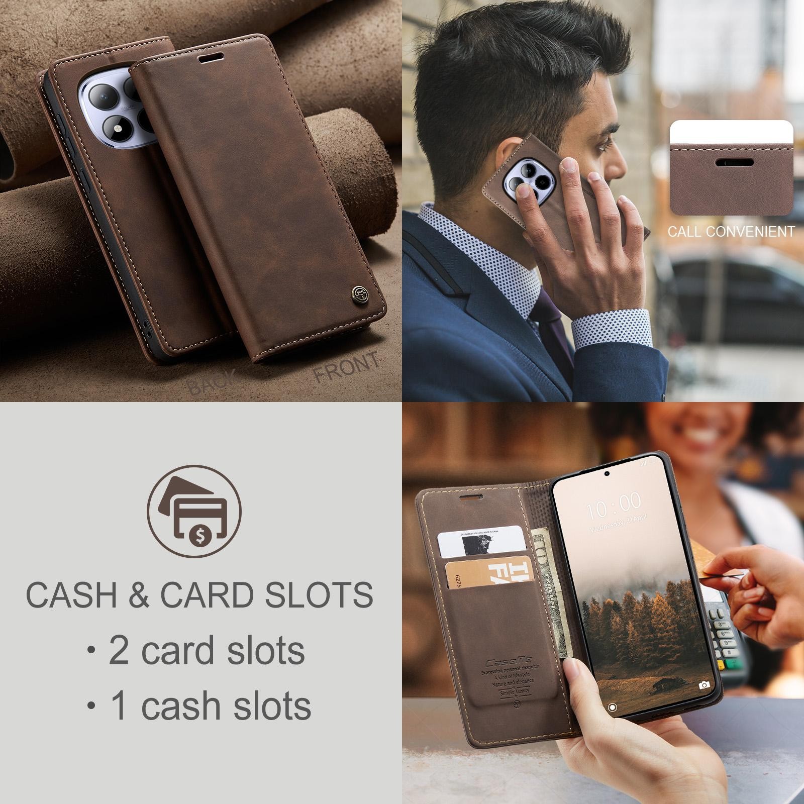 CaseMe 013 Xiaomi Redmi Note 15 Pro 5G Retro Leather Θήκη Βιβλίο -Coffee